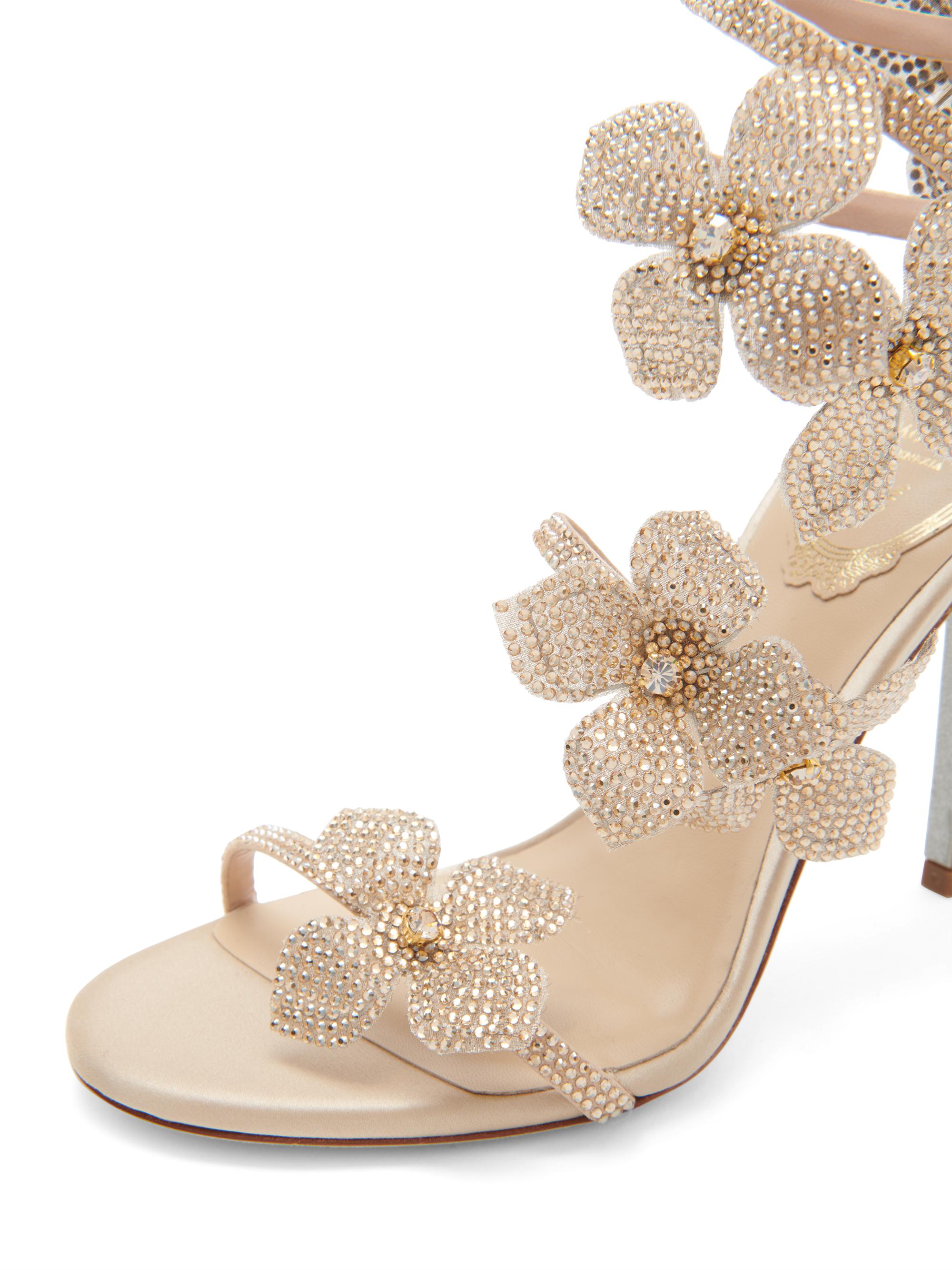 Rene Caovilla 100MM Satin Floral High-Heel Sandals | Saks Fifth Avenue