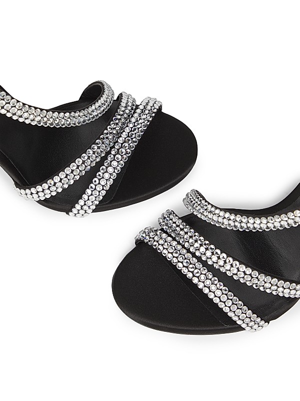 Shop Rene Caovilla Juniper 100MM Studded Satin High-Heel Shop Rene Caovilla Juniper 100MM Studded Satin High-Heel