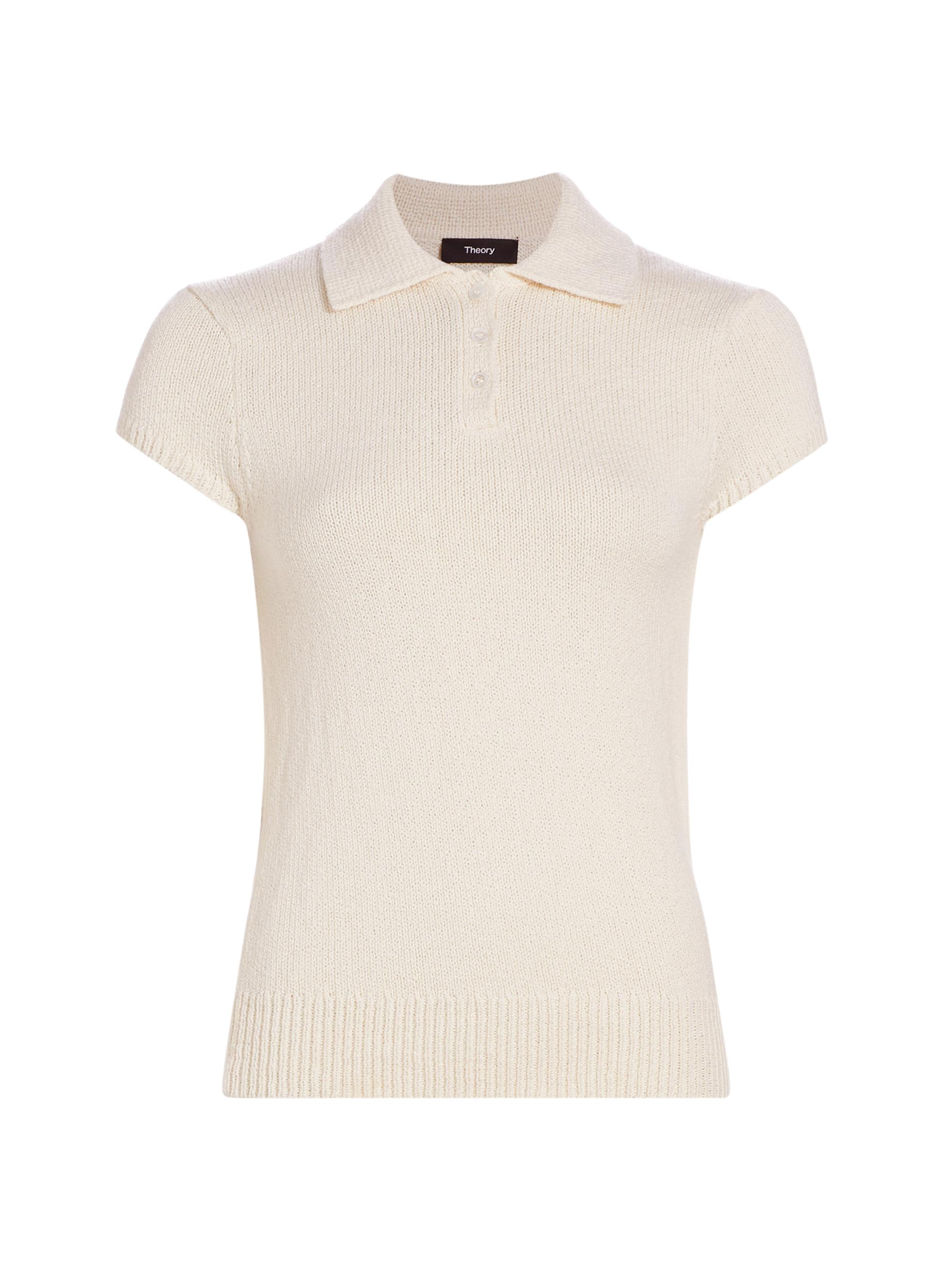 Theory Women's Knit Cotton & Wool Polo - Pearl Blue