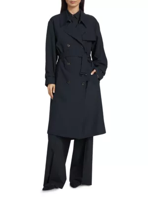 Reconstructed Wool Blend Trench Coat