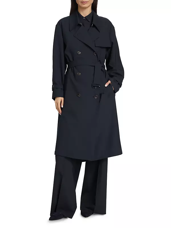 Shop Theory Wool-Blend Double-Breasted Trench Coat | Saks Fifth Avenue