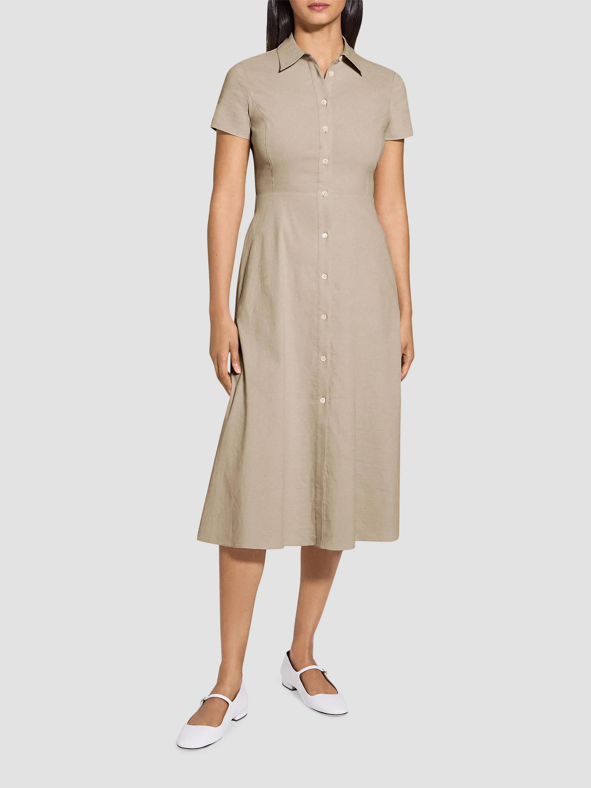 Theory Linen-Blend Midi-Shirtdress | Saks Fifth Avenue