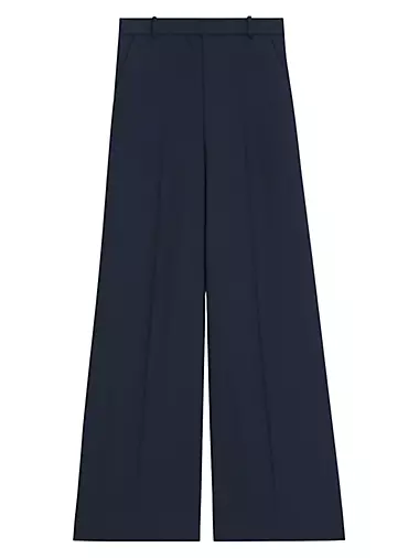 Oxford Wool-Blend High-Rise Trousers