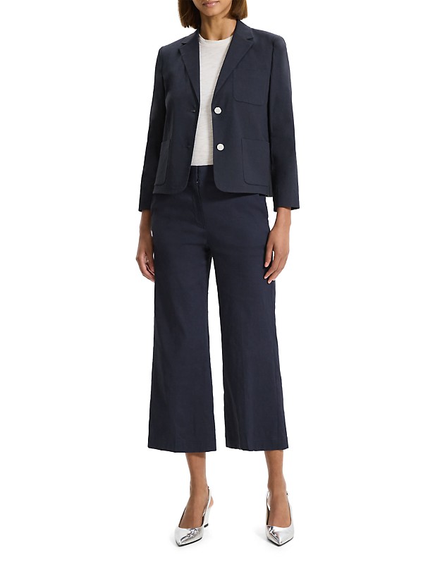 Shop Theory Shrunken Linen-Blend Blazer | Saks Fifth Avenue Shop Theory Shrunken Linen-Blend Blazer | Saks Fifth Avenue