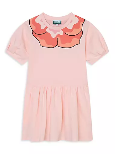 Little Girl's & Girl's Flower Puff-Sleeve T-Shirt Dress