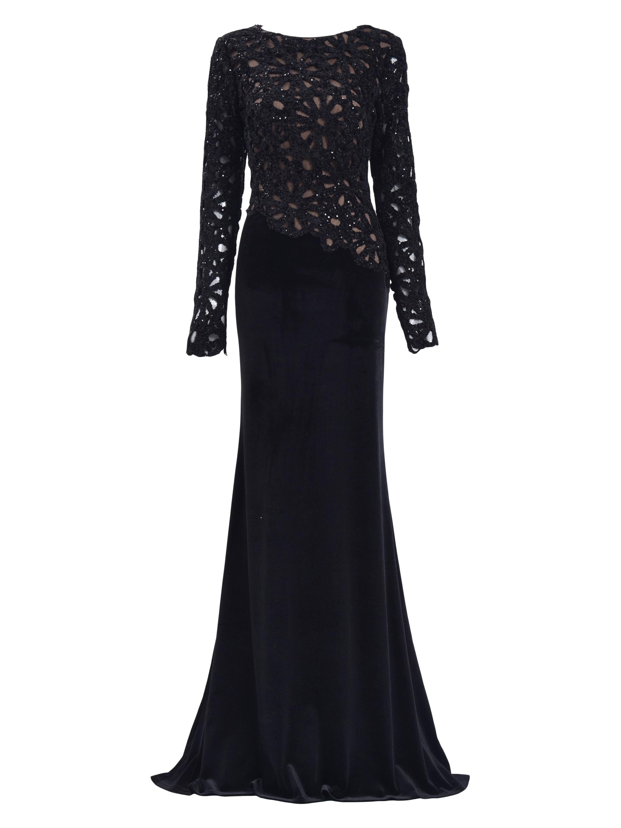 chinese dress ladies Tadashi Shoji Women's HOLDEN Long-Sleeve Illusion Gown main image 0