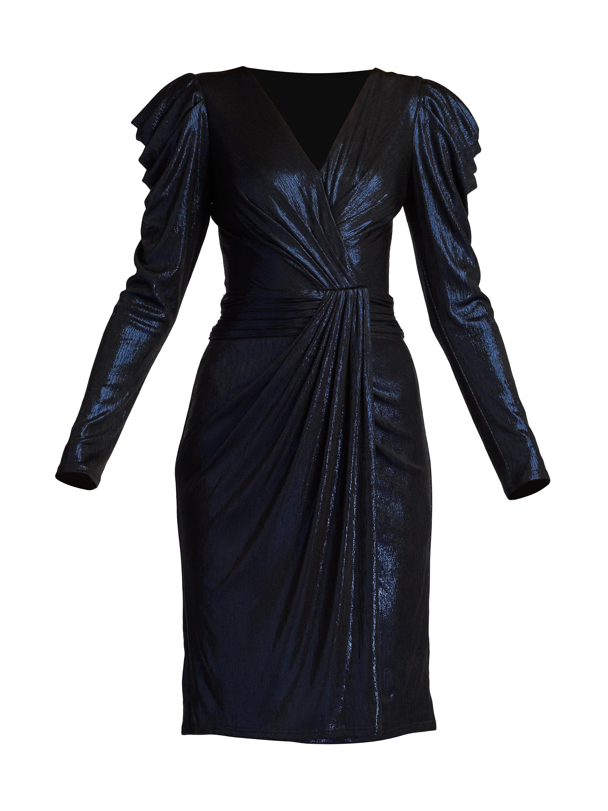 chinese dress ladies Ashley Lauren 4438 Size 4, 6 Royal/Turq Cocktail Dress Long Sleeves Fringe Trim On Hem and Slit, 6 / Royal/Turquoise