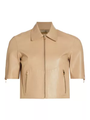 Shop Lamarque Sevana Reversible Leather Short-Sleeve Jacket | Saks Fifth  Avenue