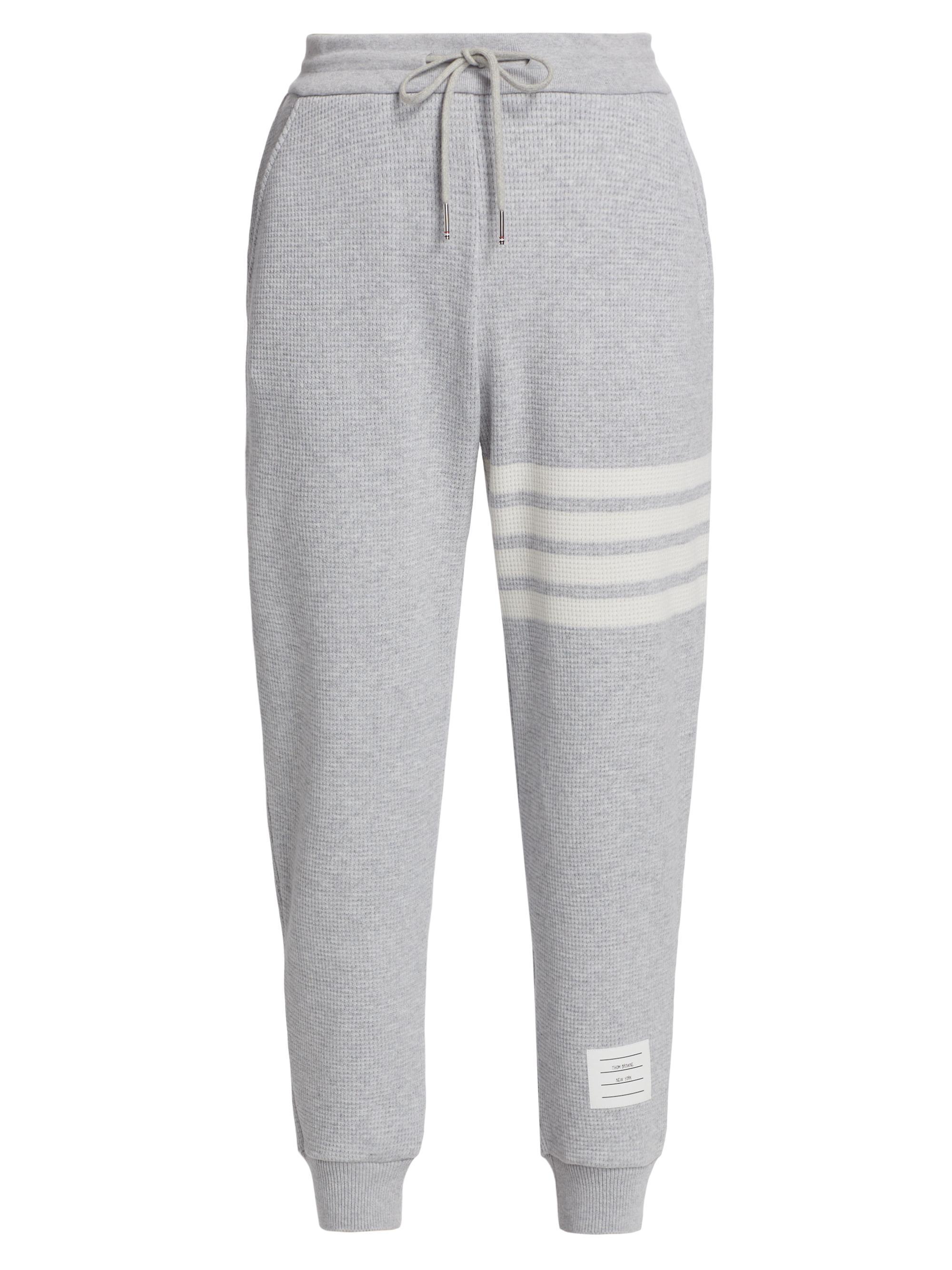 Thom Browne Women's Waffled Cashmere & Wool Four-Bar Sweatpants - Light Grey