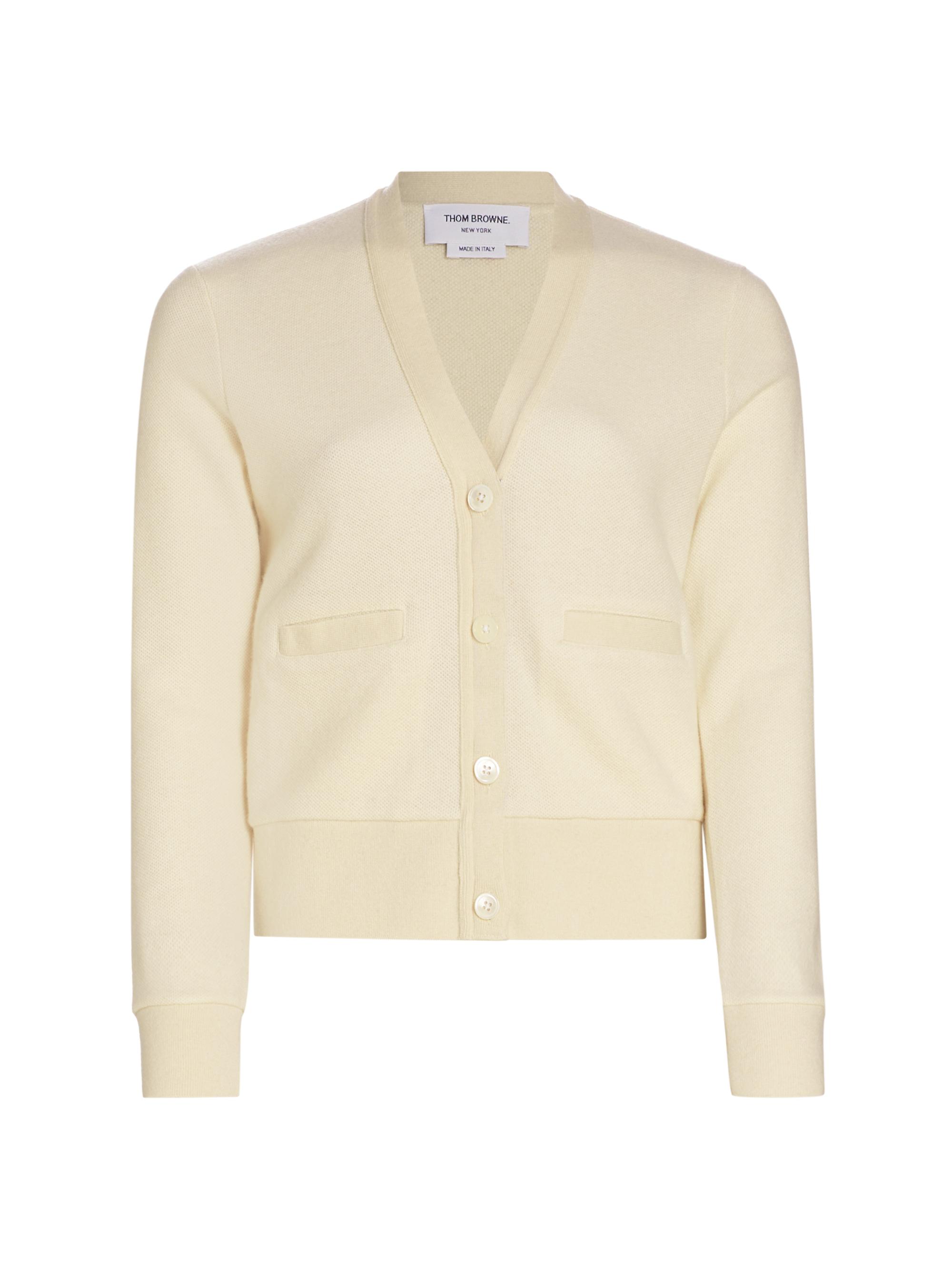 Thom Browne Women's Cashmere Piqué Cardigan - White
