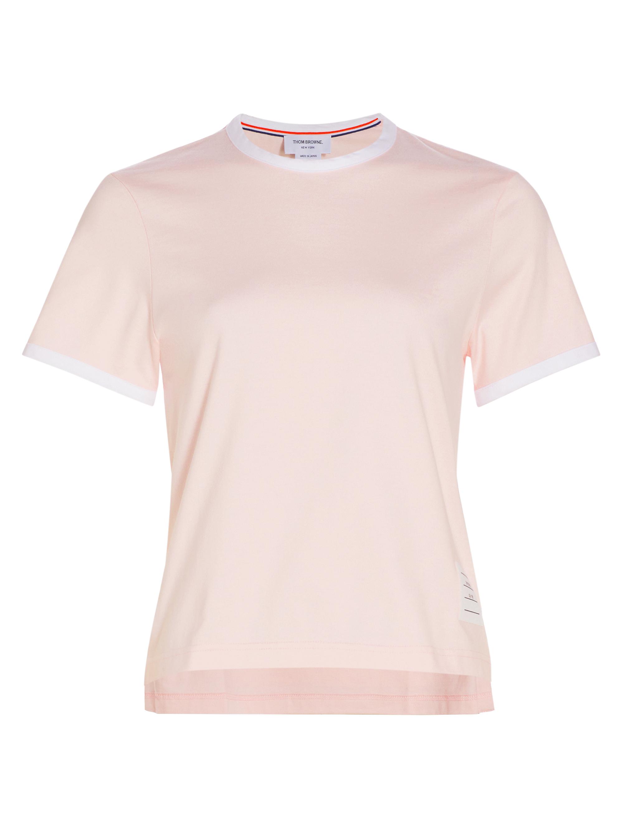 Thom Browne Women's Cotton Jersey Ringer Tee - Pink
