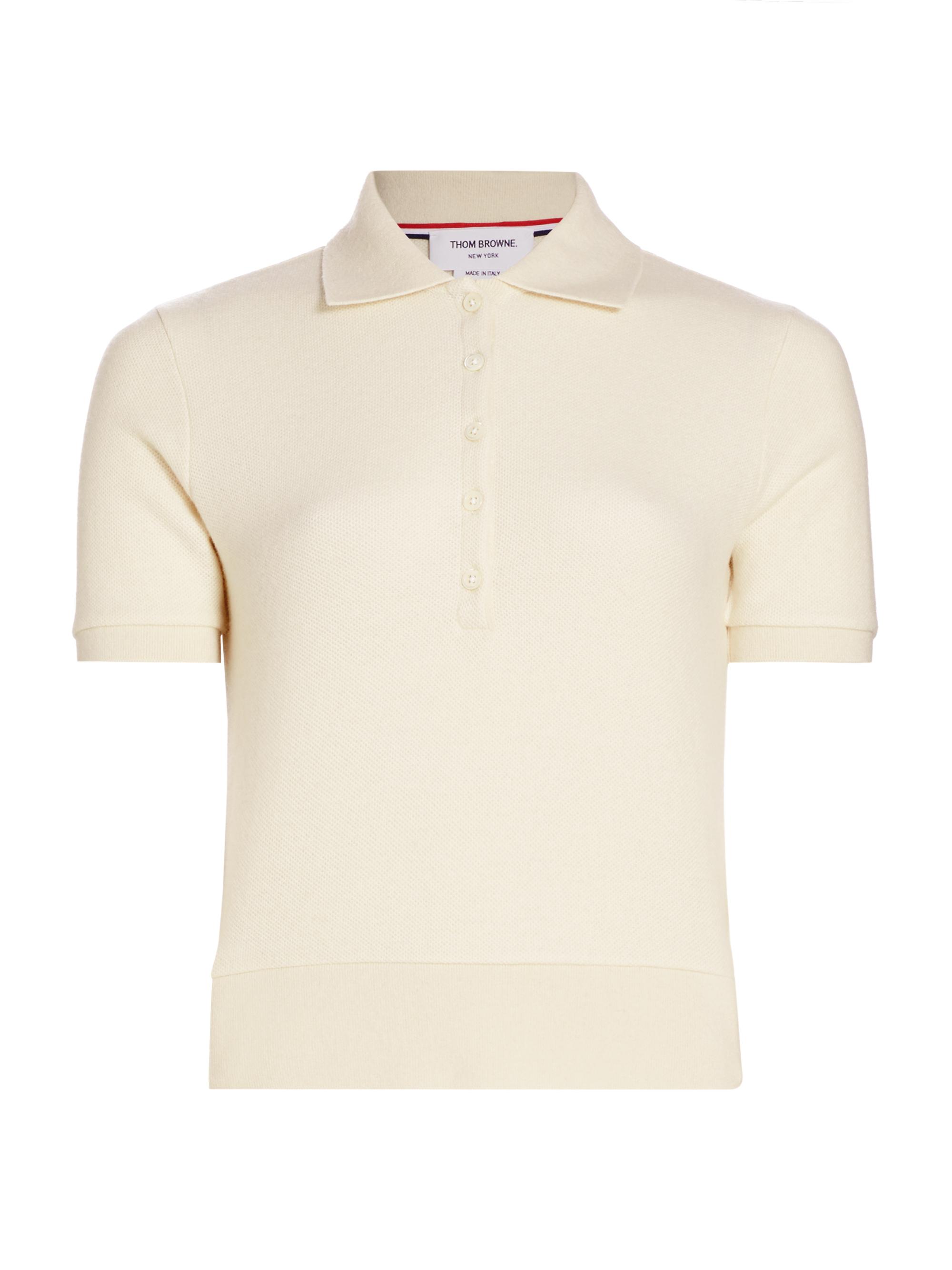 Thom Browne Women's Cashmere Piqué Polo Shirt - White