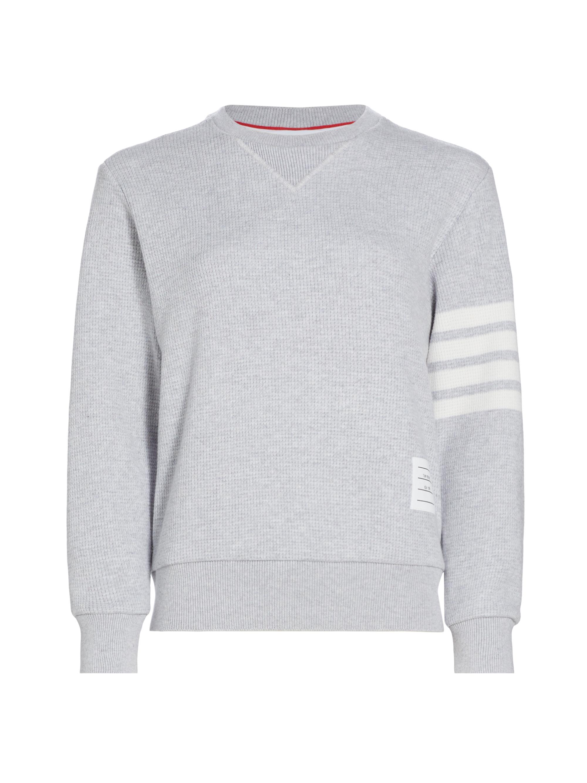 Thom Browne Women's Waffled Cashmere & Wool Four-Bar Sweater - Light Grey