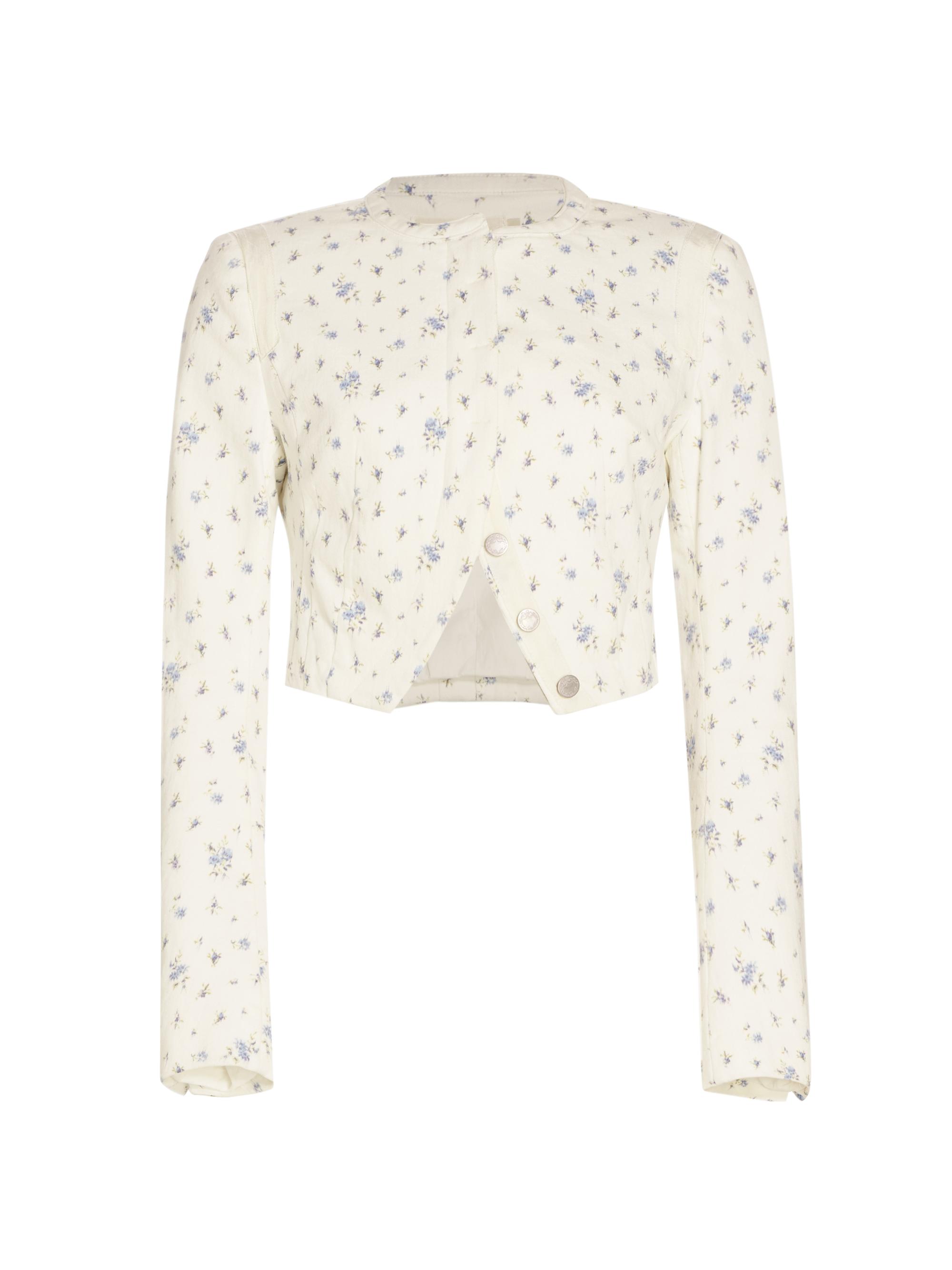 LoveShackFancy Women's Falima Floral Crop Jacket - Bluebird Dream