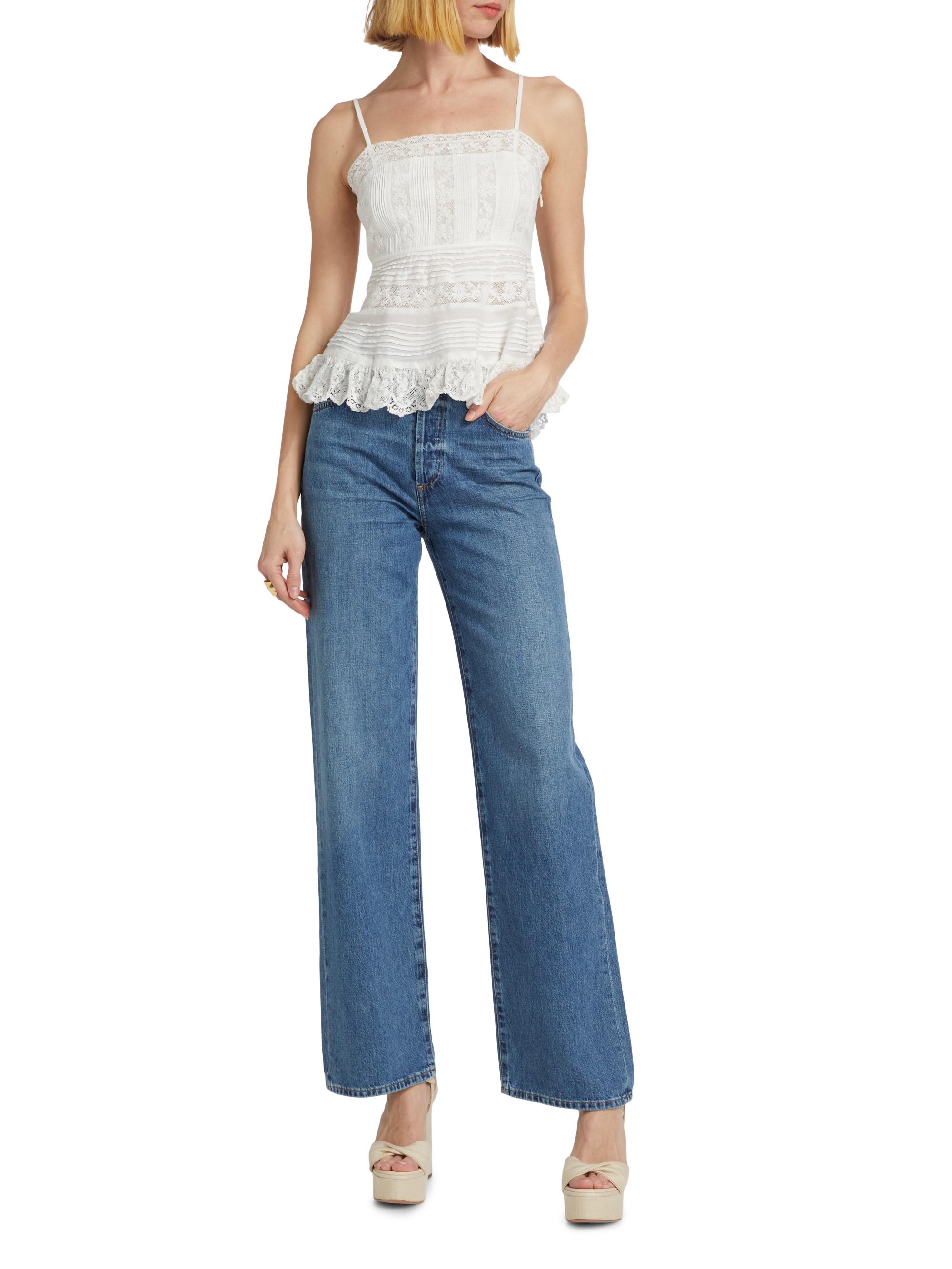 LoveShackFancy Women's Charlieann Lace Top - Bright White | Thumbnail 2