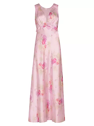 Suniva Floral Silk Maxi Dress