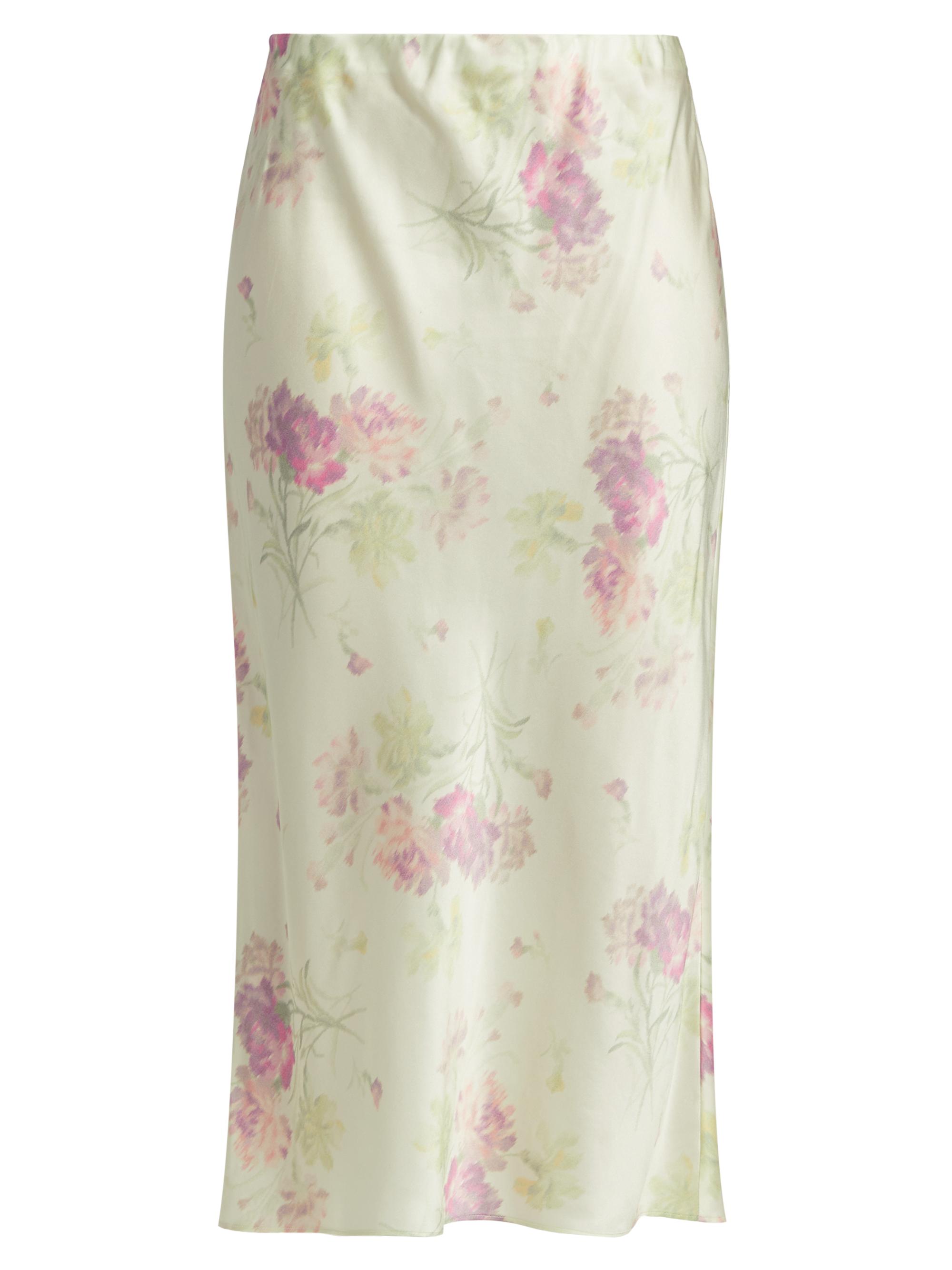 LoveShackFancy Women's Castle Floral Satin Midi-Skirt - Peachy Sage