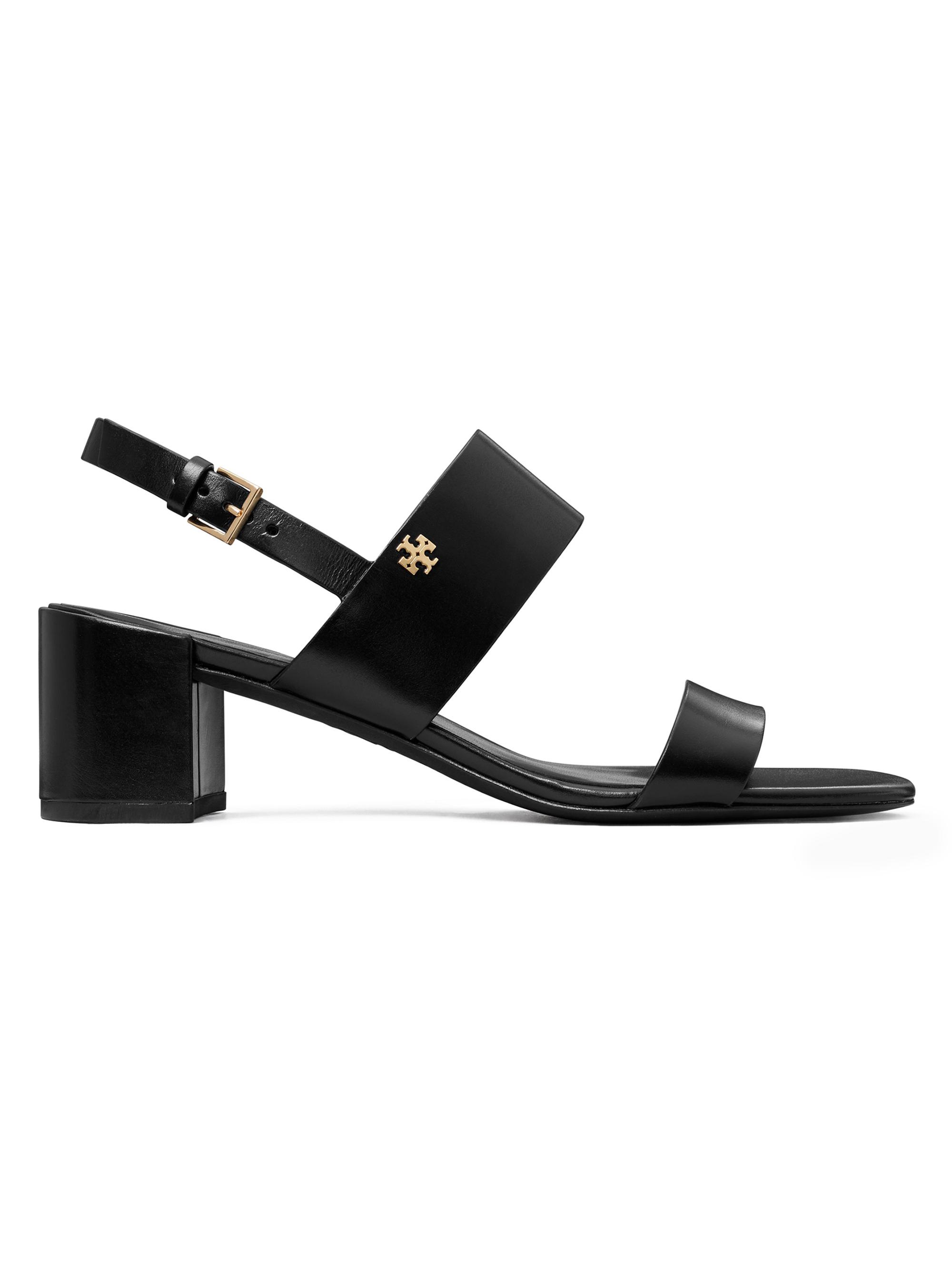 Tory Burch Women's Double T 50MM Leather Sandals - Perfect Black