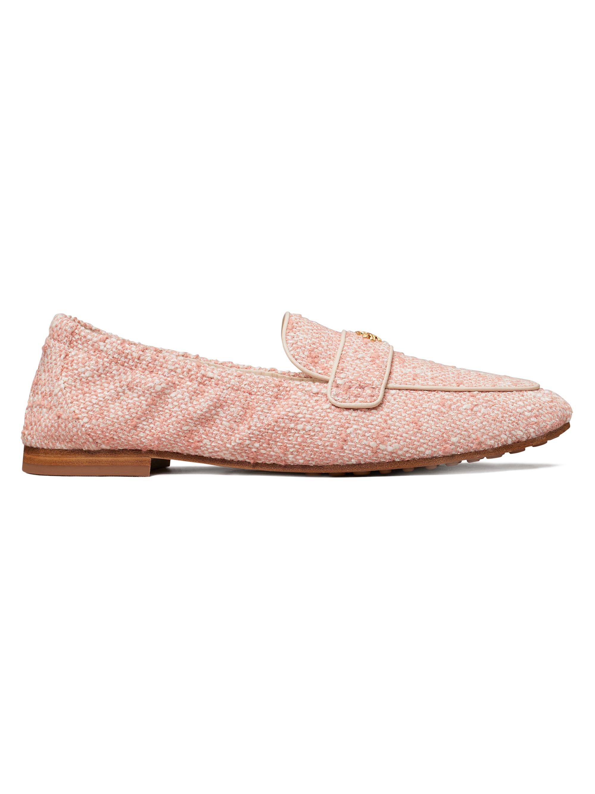 Tory Burch Women's Leather-Trimmed Tweed Ballet-Style Loafers - Peach