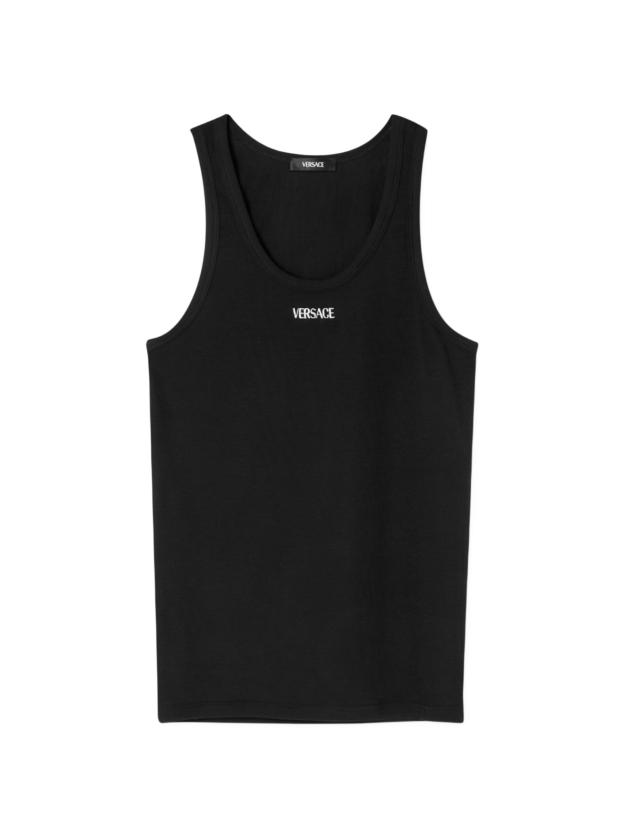 VERSACE ブラック タンクトップ サイズ5 Versace Logo Cotton-Blend Tank | Saks Fifth Avenue