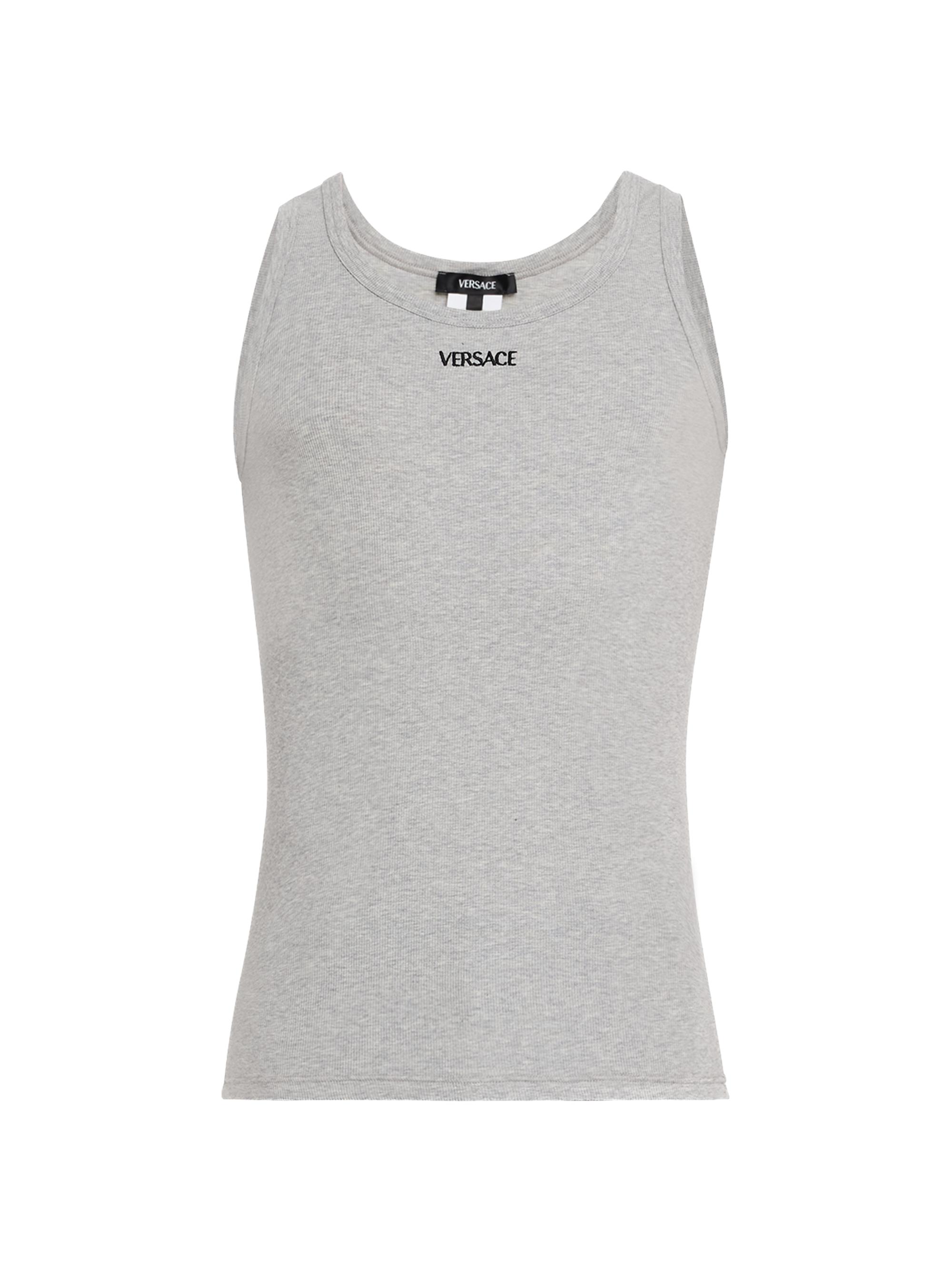 Versace Men's Logo Cotton-Blend Tank - Grey