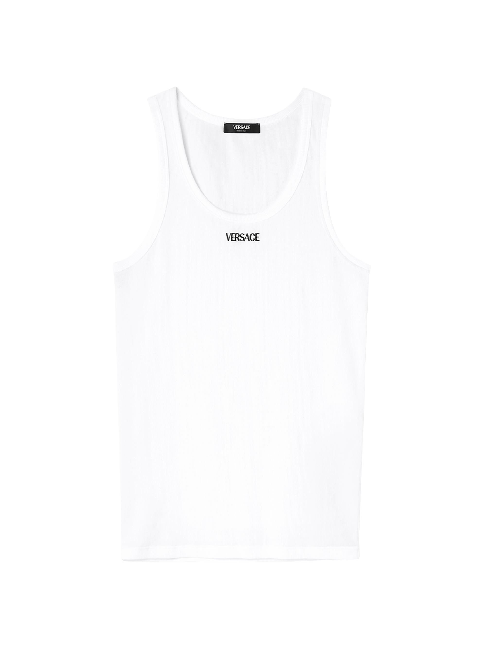 Versace Men's Logo Cotton-Blend Tank - Optical White