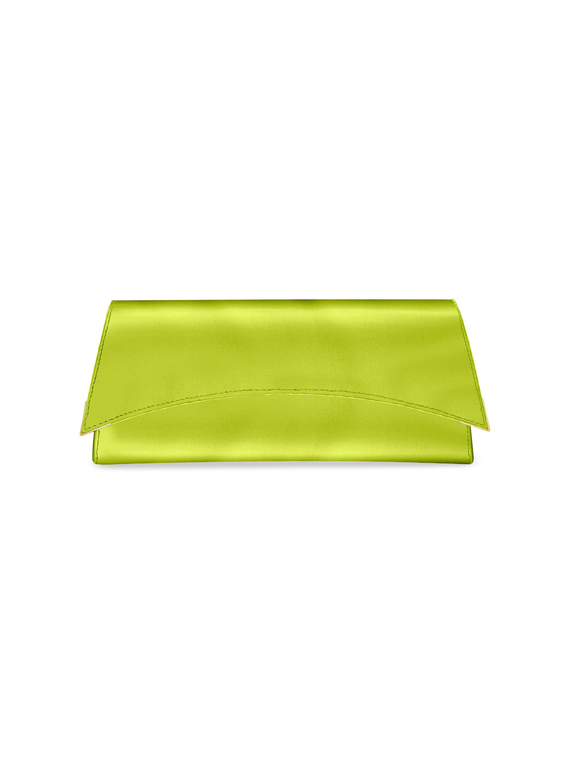 Tyler Ellis Women's Veronica Clutch in Satin with Gold Hardware - Chartreuse