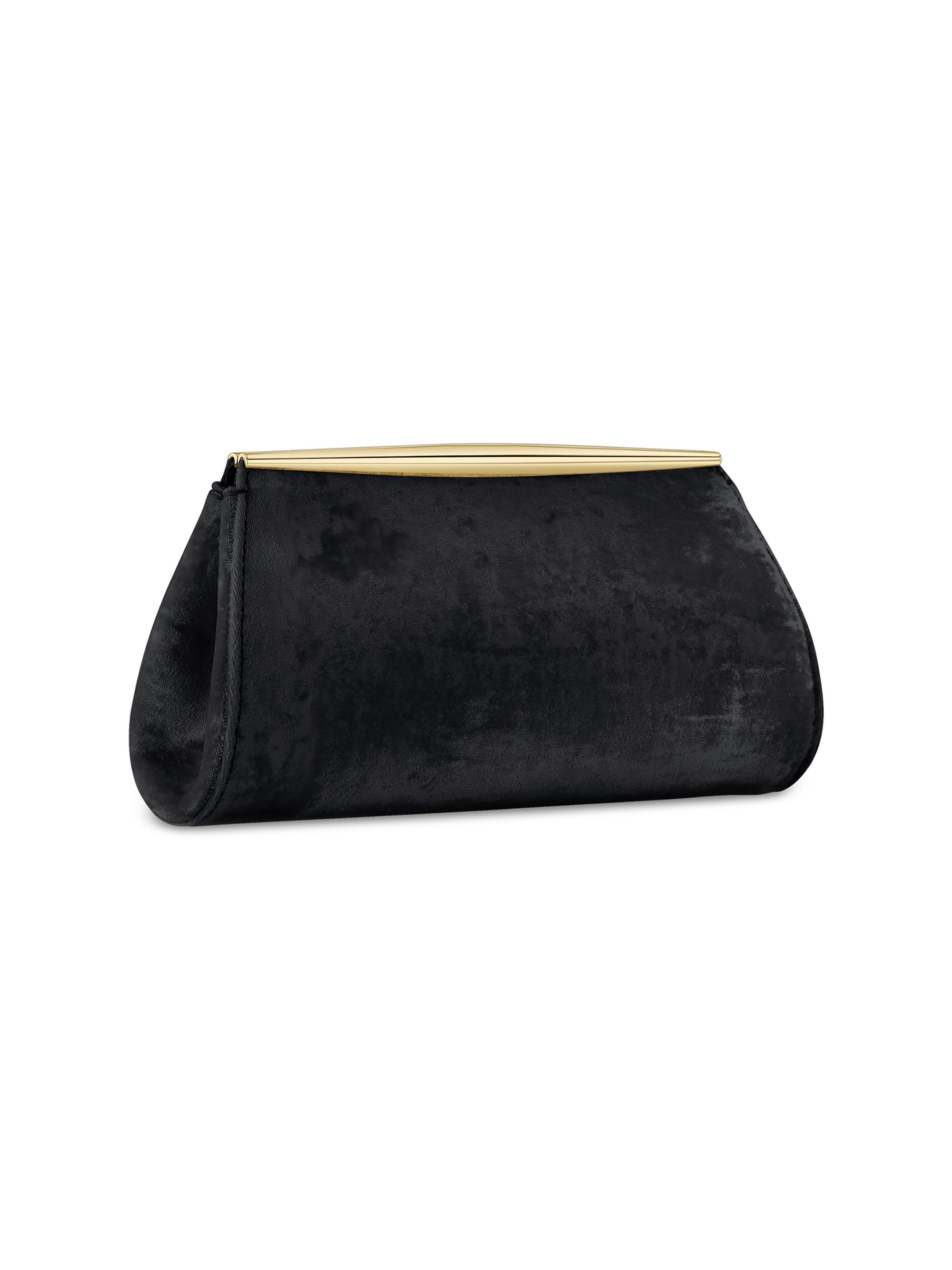 Tyler Ellis Women's Suzannah Clutch Crushed Velvet with Gold Hardware - Black Diamond