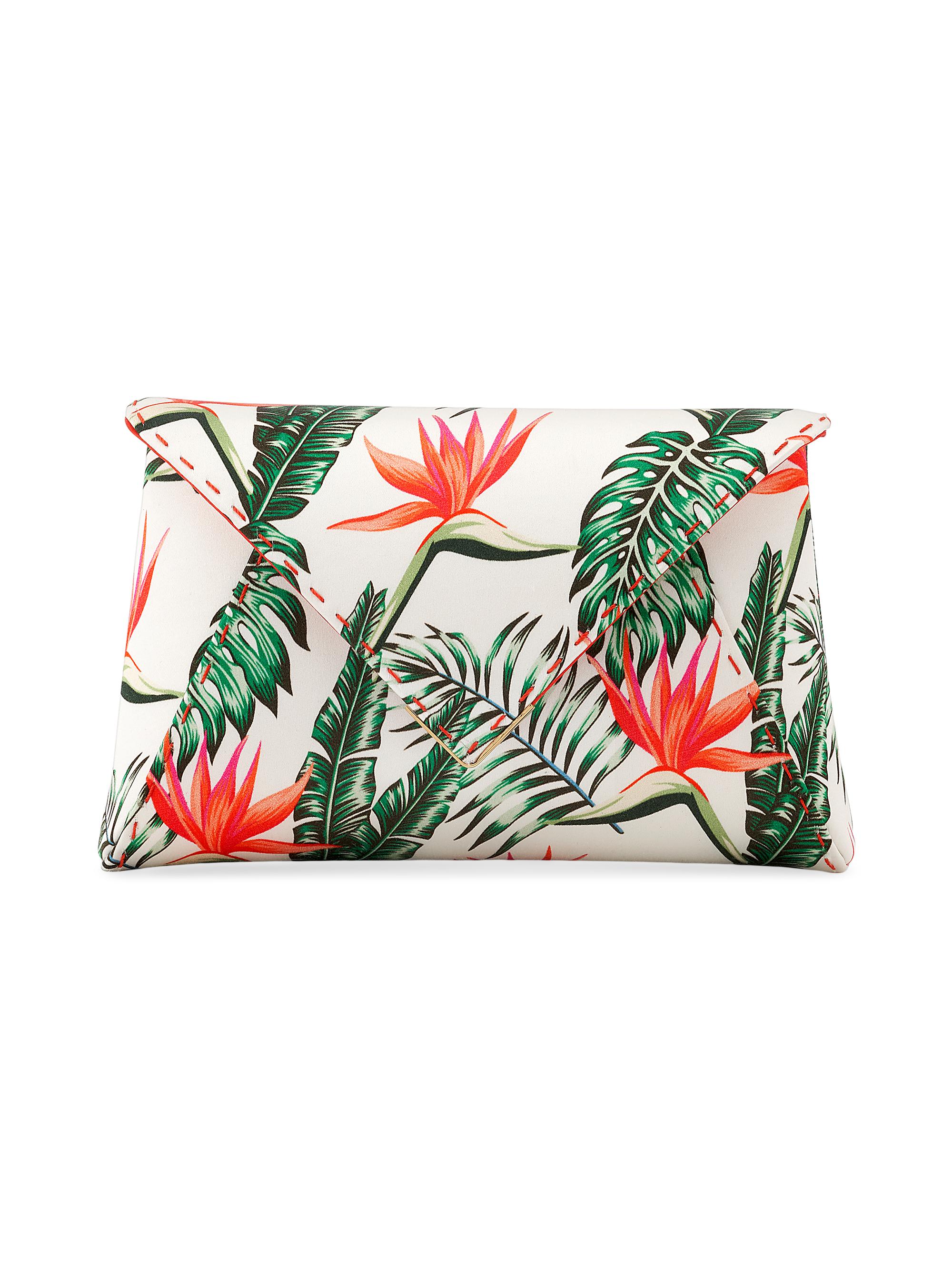 Tyler Ellis Women's Lee Pouchet  Custom Birds of Paradise Satin with Gold Hardware