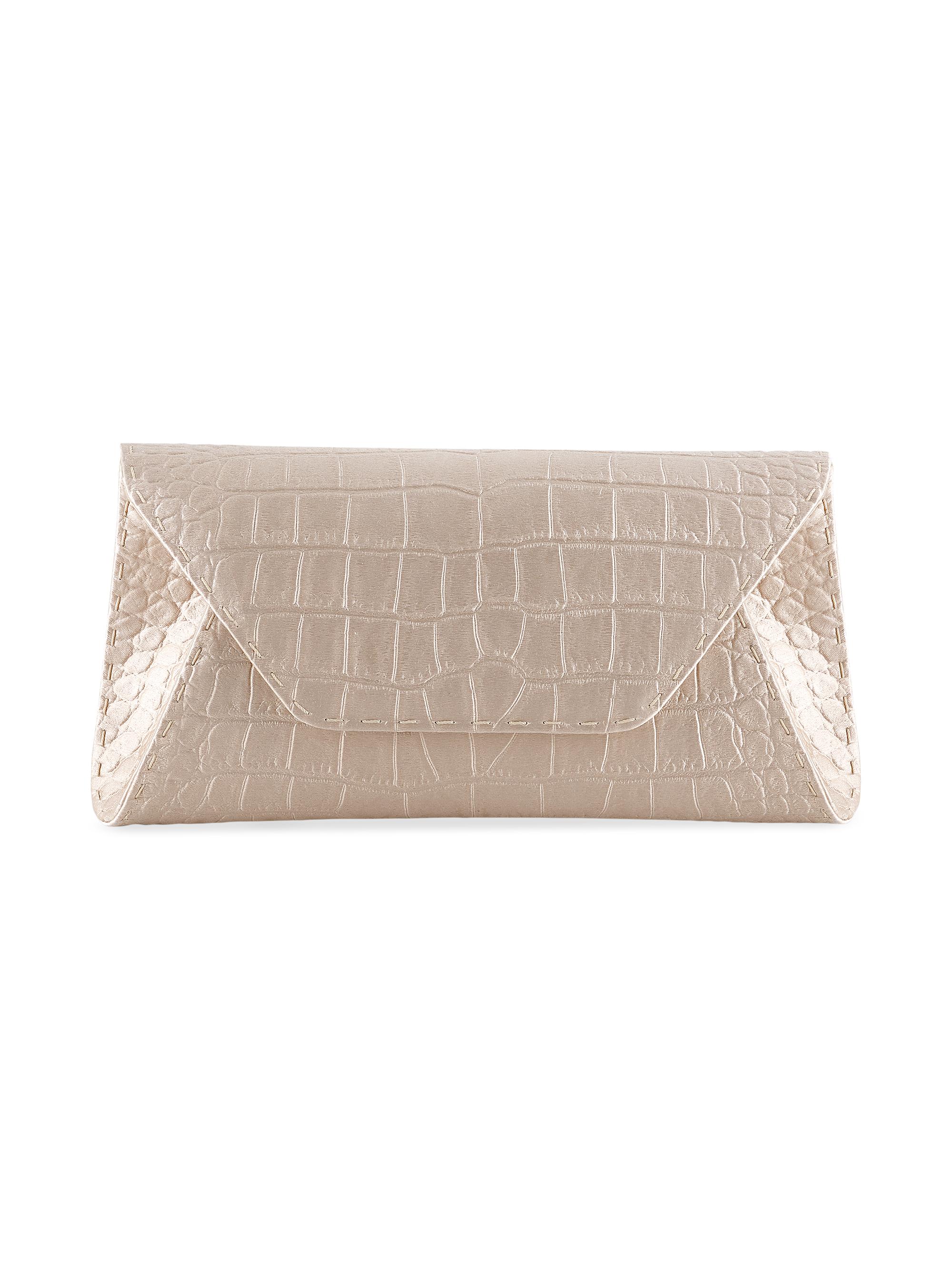 Tyler Ellis Women's Eloise Clutch Stamped Satin Small with Gold Hardware - Champagne Bubble