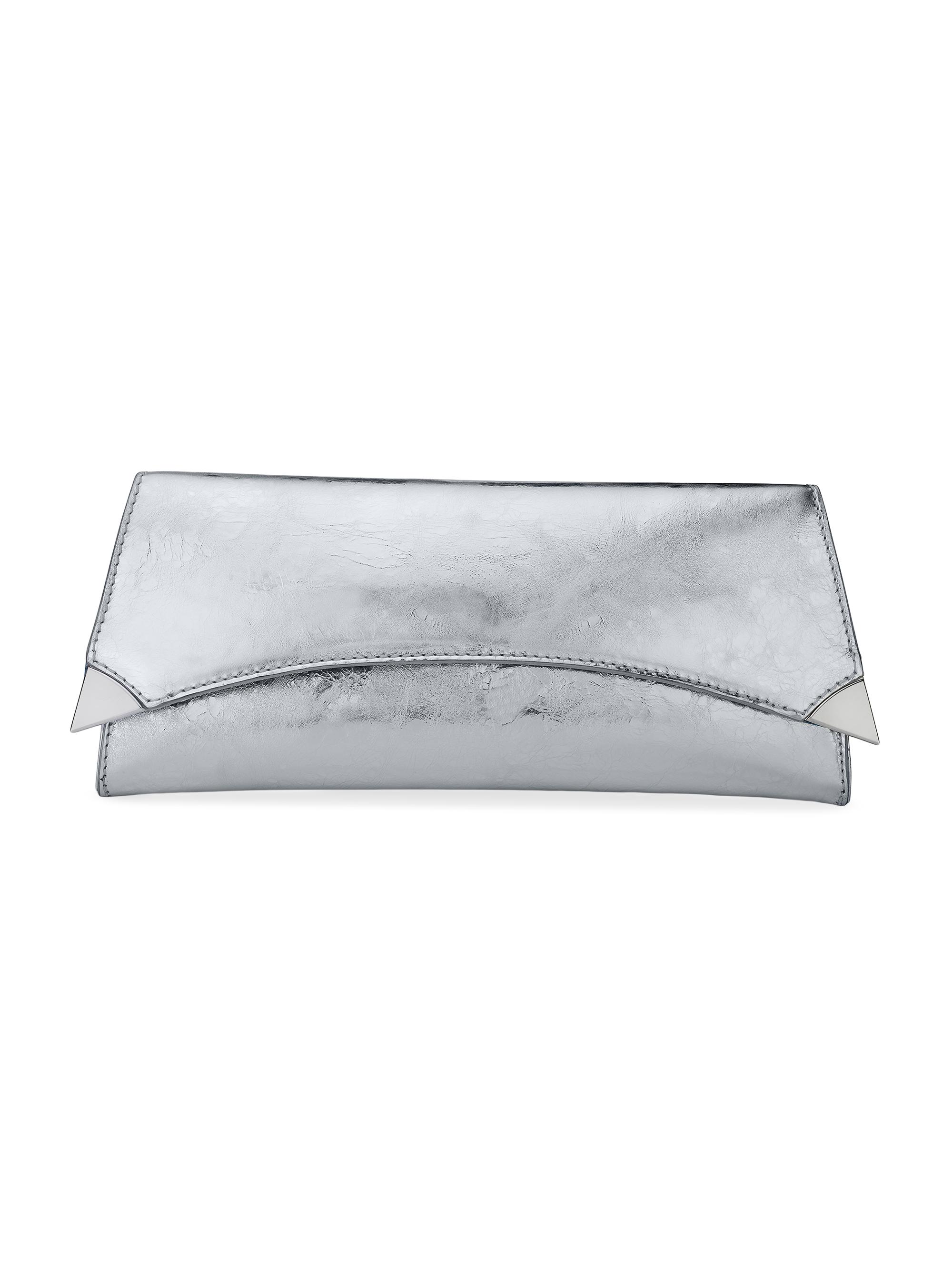 Tyler Ellis Women's Veronica Clutch in Chrome Antiqued Leather with Silver Hardware - Chrome