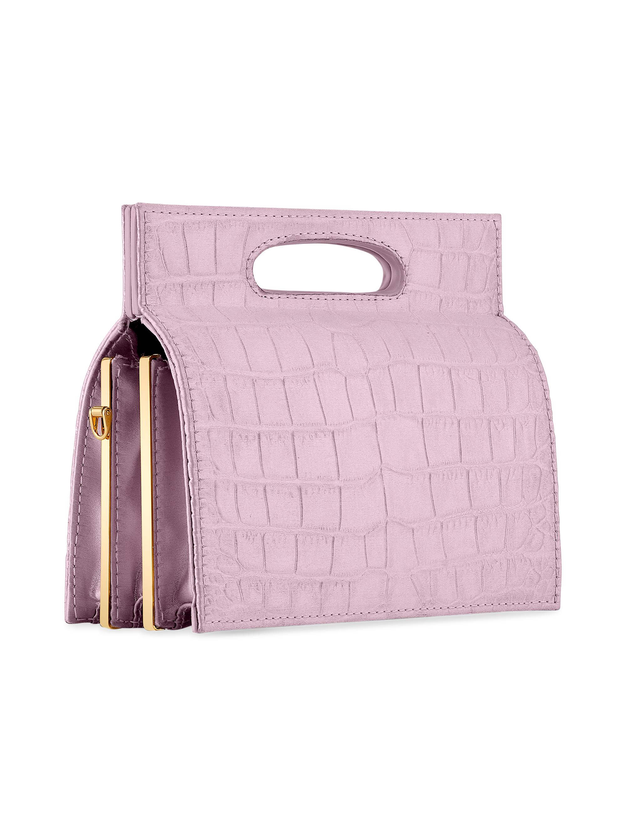 Tyler Ellis Women's Stella Handbag Stamped Satin Miniature with Gold Hardware - Antique Rose