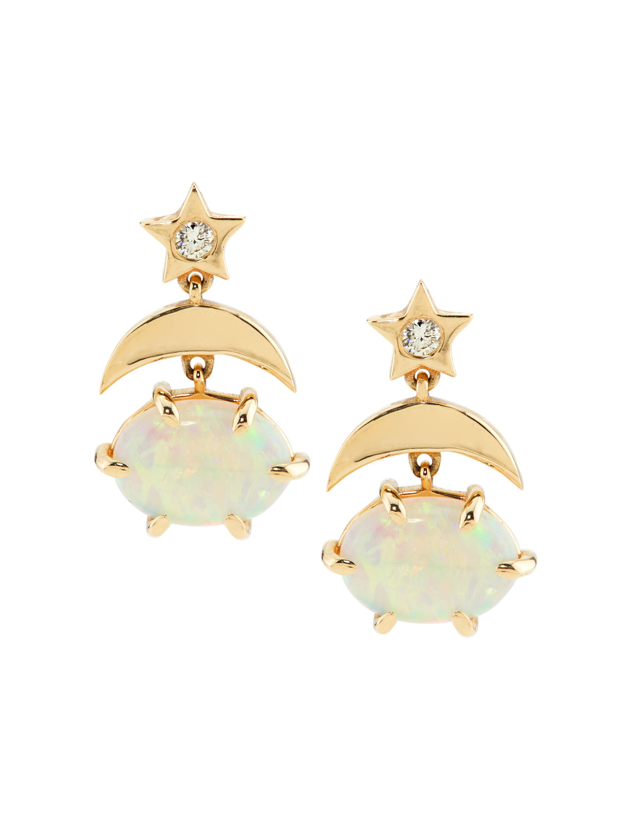 Andrea Fohrman Women's Galaxy 14K Yellow Gold, 0.02 TCW Diamond & Gemstone Drop Earrings - Opal