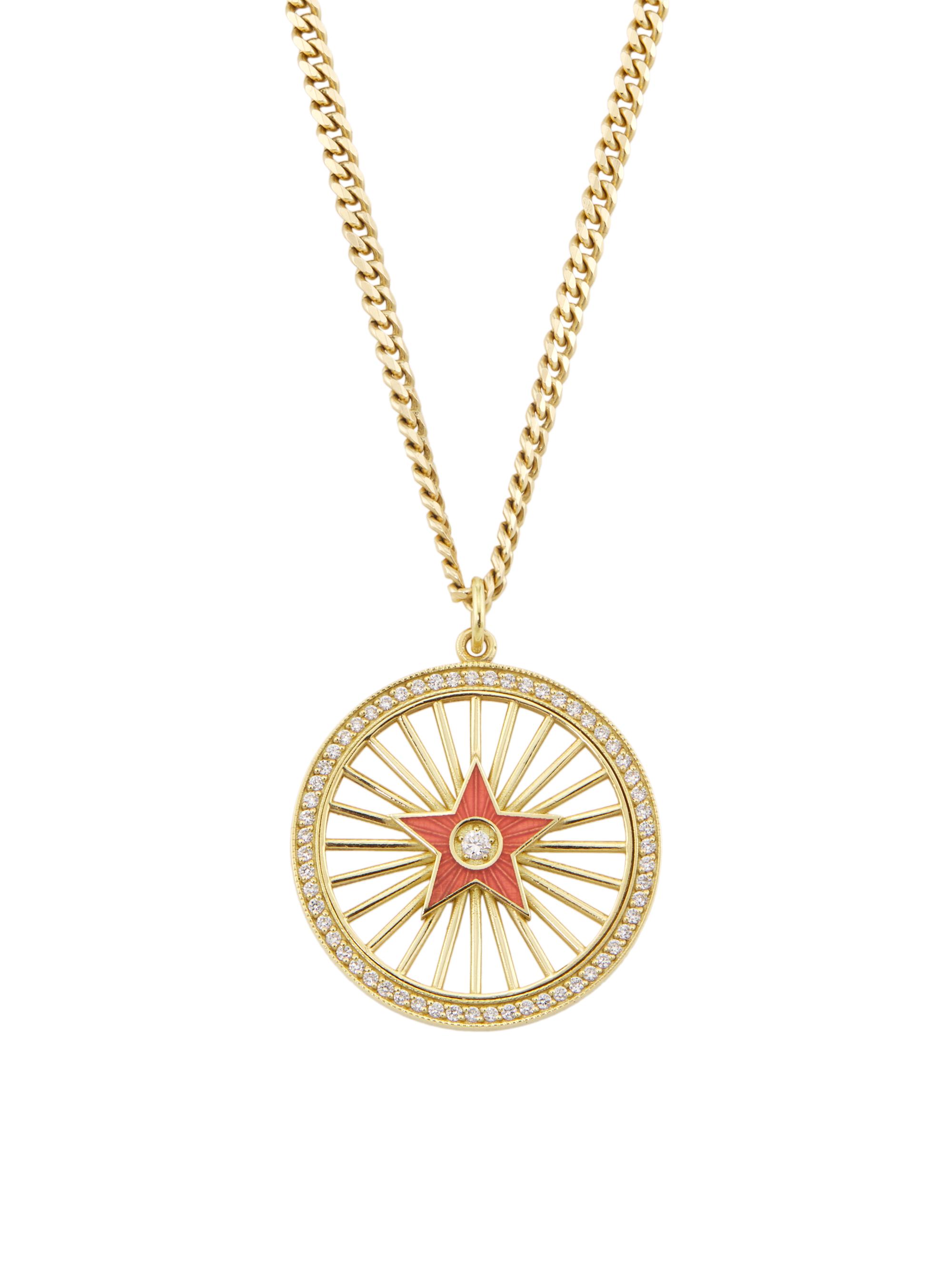 Andrea Fohrman Women's 18K Yellow Gold, Enamel & 0.26 TCW Diamond Starburst Pendant Necklace - Yellow Gold