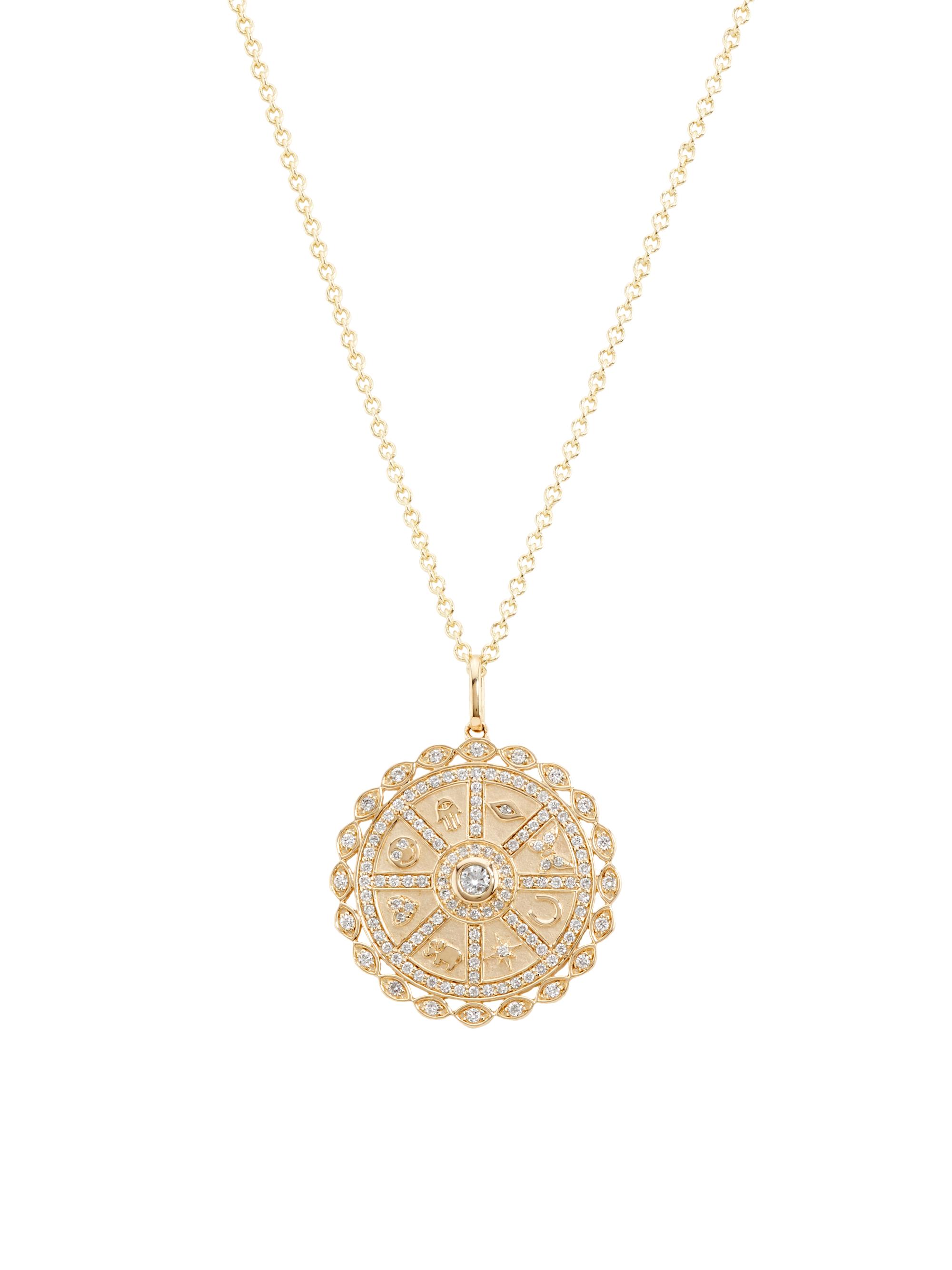 Sydney Evan Women's Overboard Icon Wheel 14K Yellow Gold & 0.57 TCW Diamond Coin Pendant Necklace - Yellow Gold