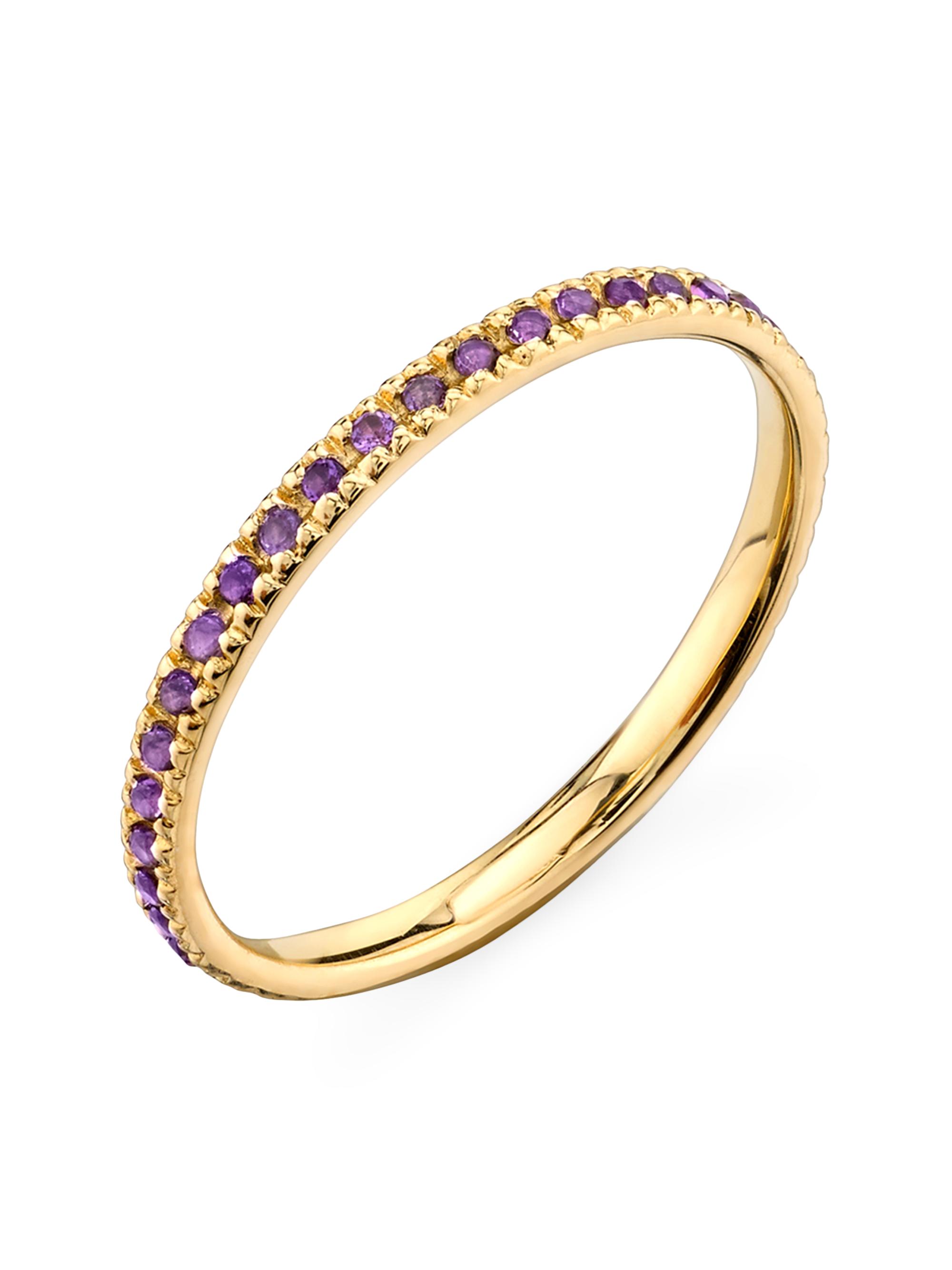 Sydney Evan Women's Under The Sea Eternity 14K Yellow Gold & Amethyst Ring - Amethyst