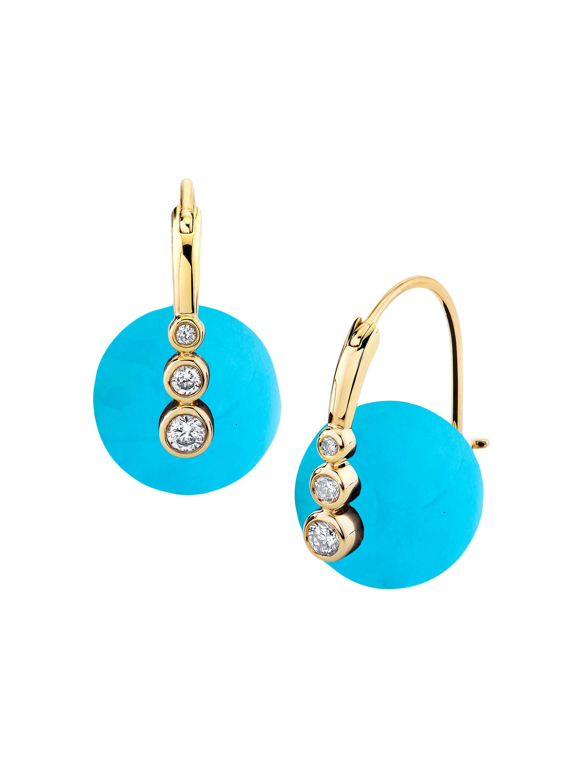 Sydney Evan Women's Overboard 14K Yellow Gold, Turquoise & 0.2 TCW Diamond Earrings - Turquoise