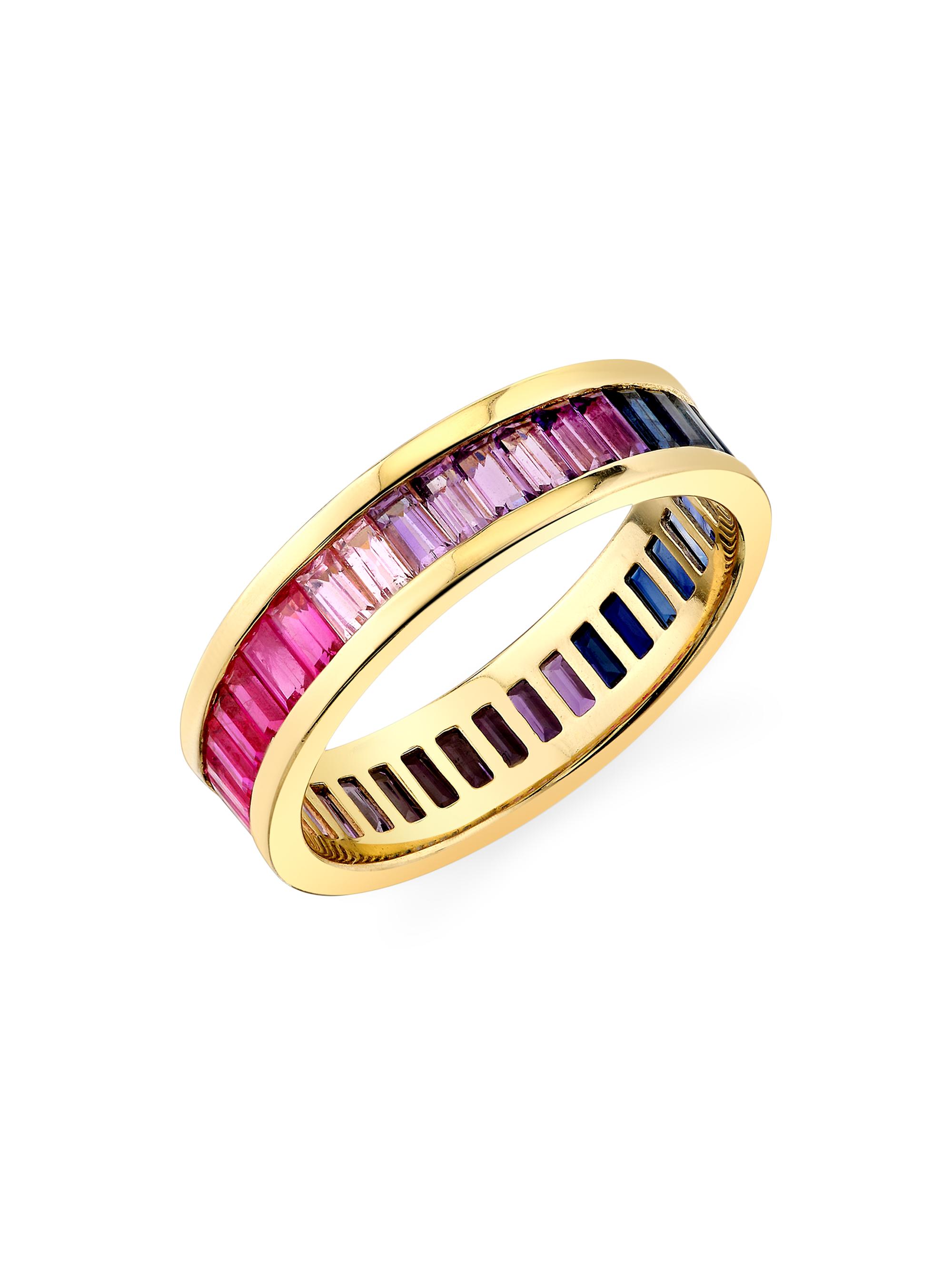 Sydney Evan Women's Under The Sea 14K Yellow Gold, Pink Sapphire & Amethyst Eternity Ring - Yellow Gold