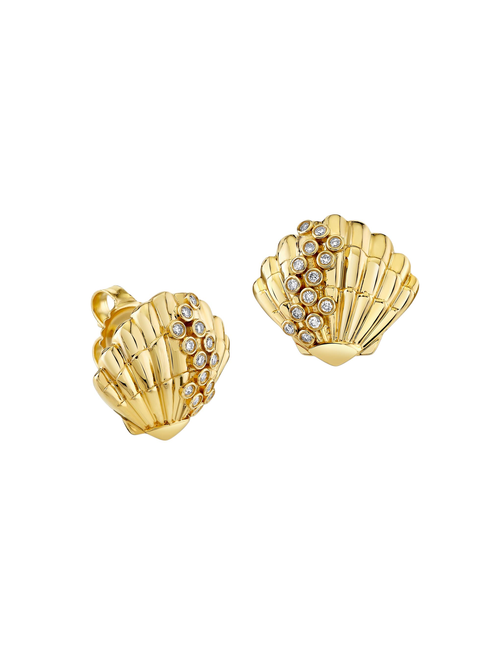 Sydney Evan Women's Under The Sea  14K Yellow Gold & 0.14 TCW Diamond Stud Earrings - Yellow Gold