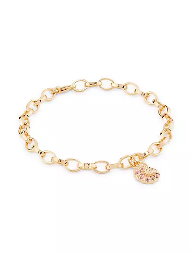 Under the Sea 14K Yellow Gold, Pink Sapphire, Amethyst & 0.04 TCW Diamond Charm Bracelet