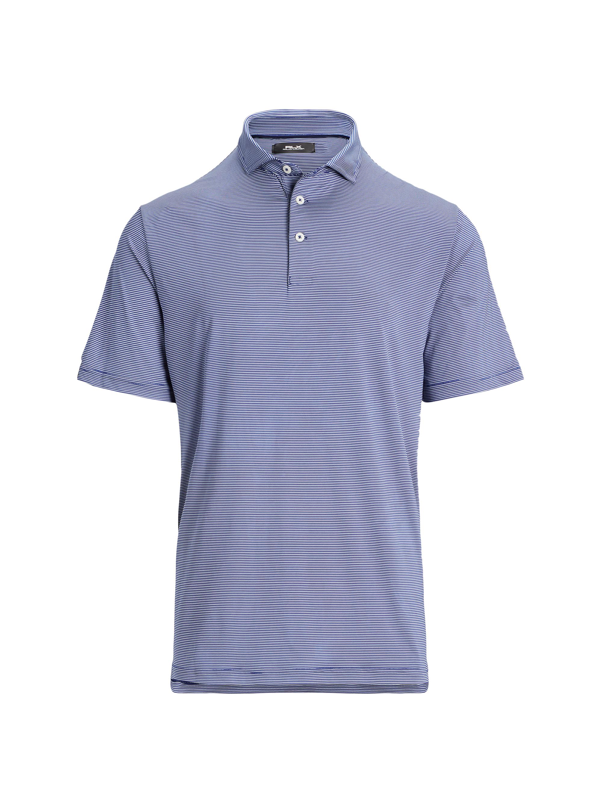 RLX Ralph Lauren Men's Striped Short-Sleeve Polo Shirt - Beach Royal Ceramic White