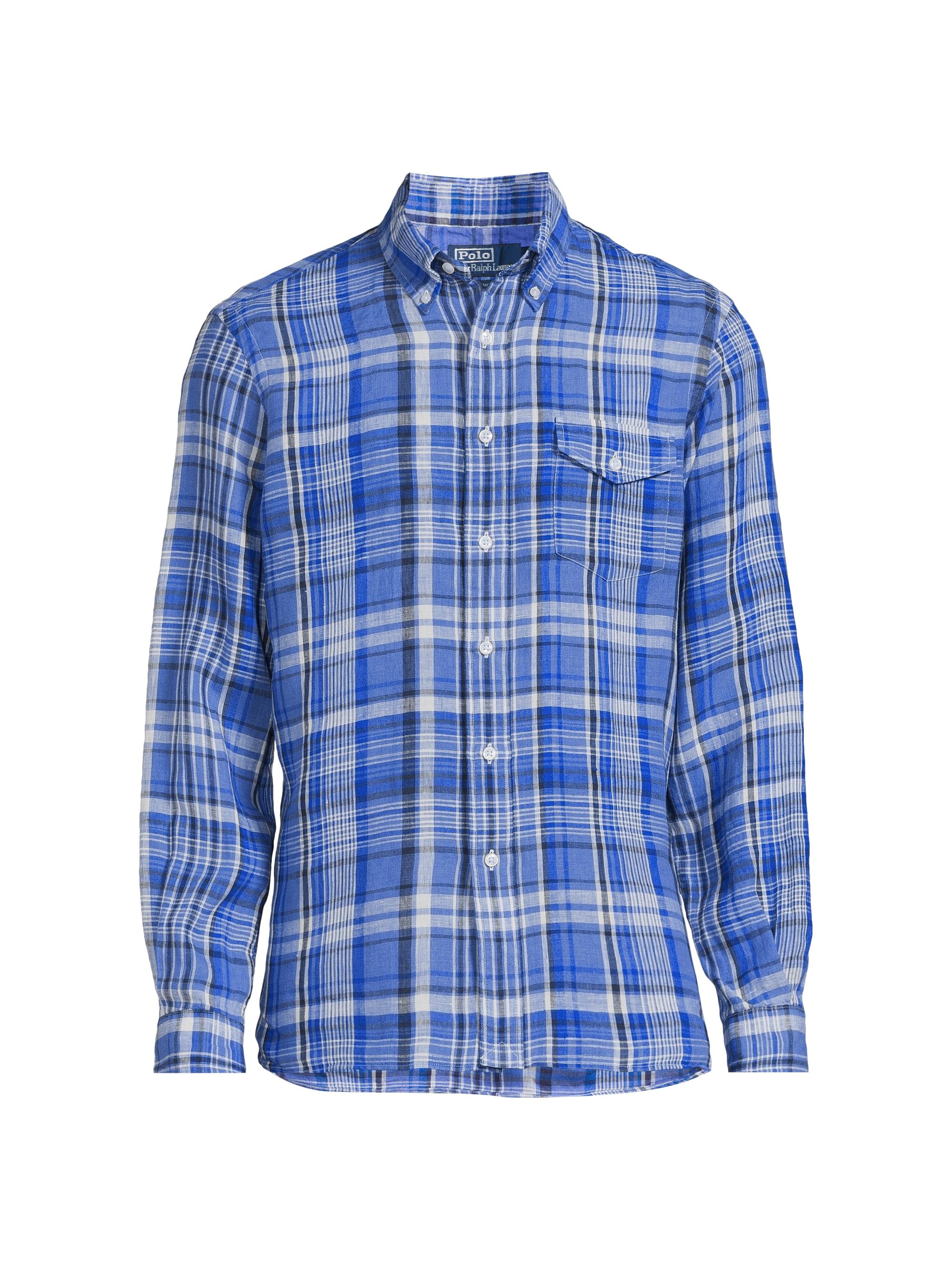 Polo Ralph Lauren Men's Plaid Long-Sleeve Linen Sport Shirt - Blue Multi
