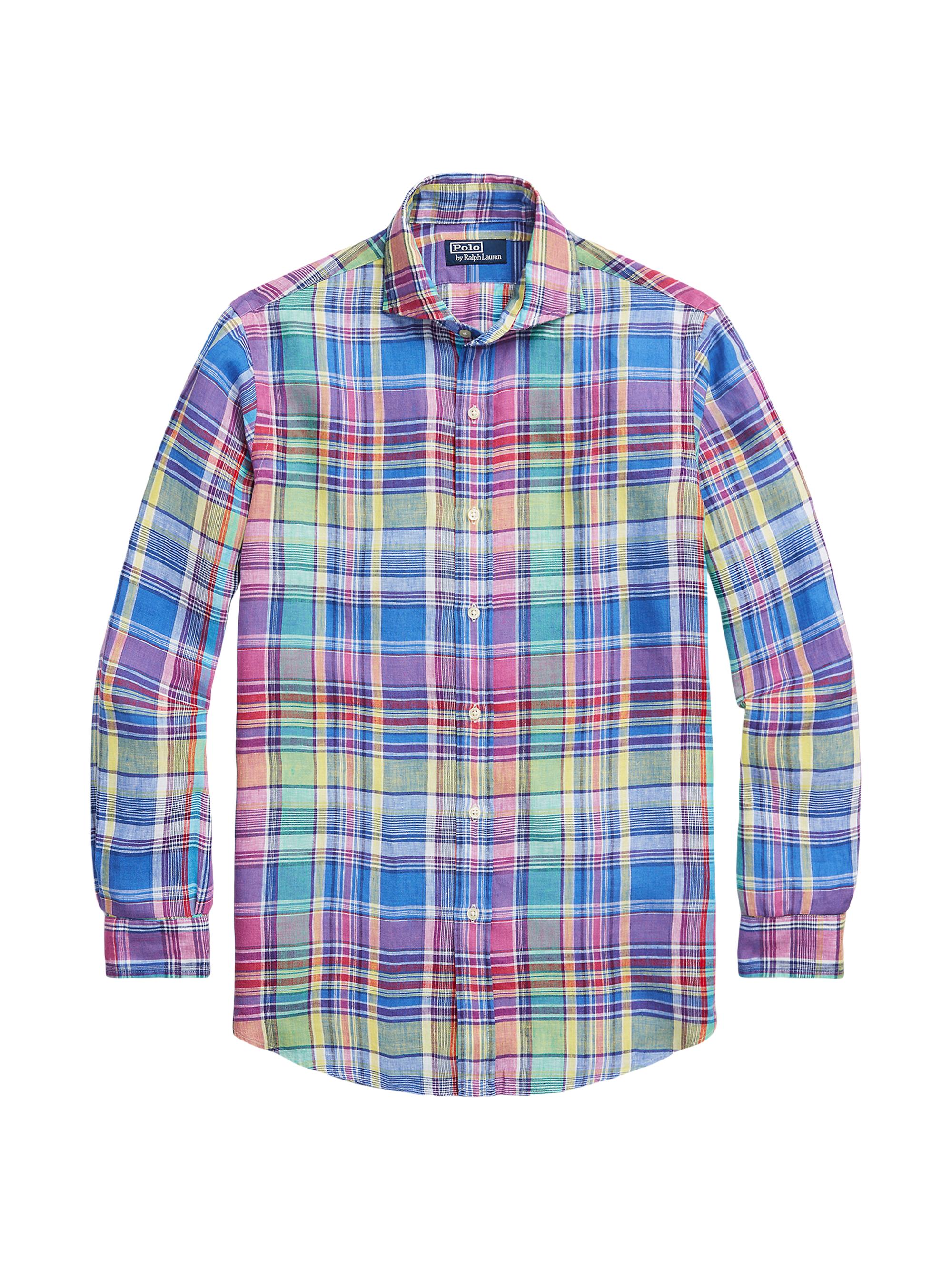 Polo Ralph Lauren Men's Plaid Linen Button-Front Shirt - Pink Blue Multi