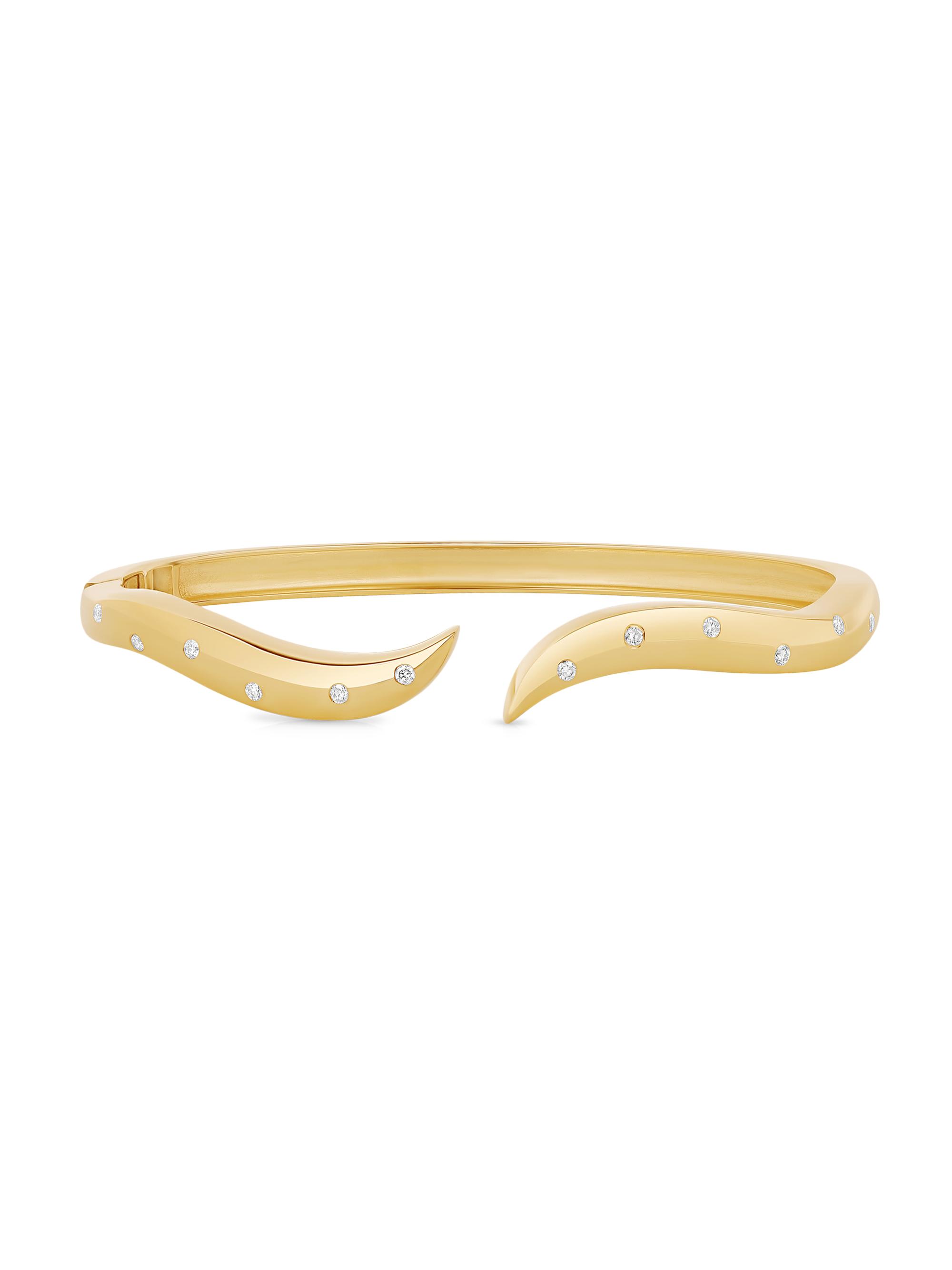 770 Fine Jewelry Women's Wavy 14K Yellow Gold & 0.30 TCW Diamond Bangle - Yellow Gold