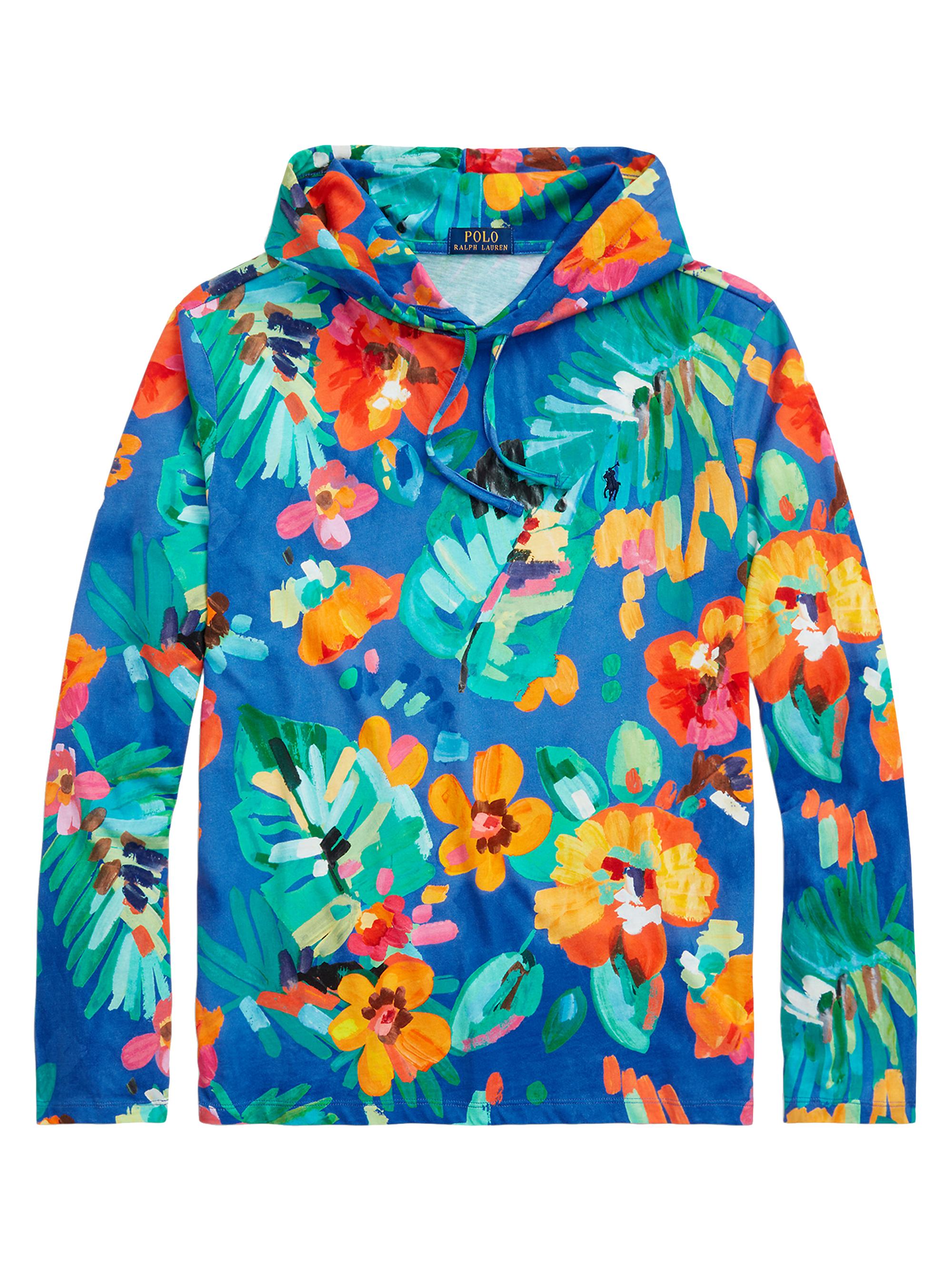 Polo Ralph Lauren Men's Floral Cotton Hooded Long-Sleeve T-Shirt - Camarat Floral Iris Blue