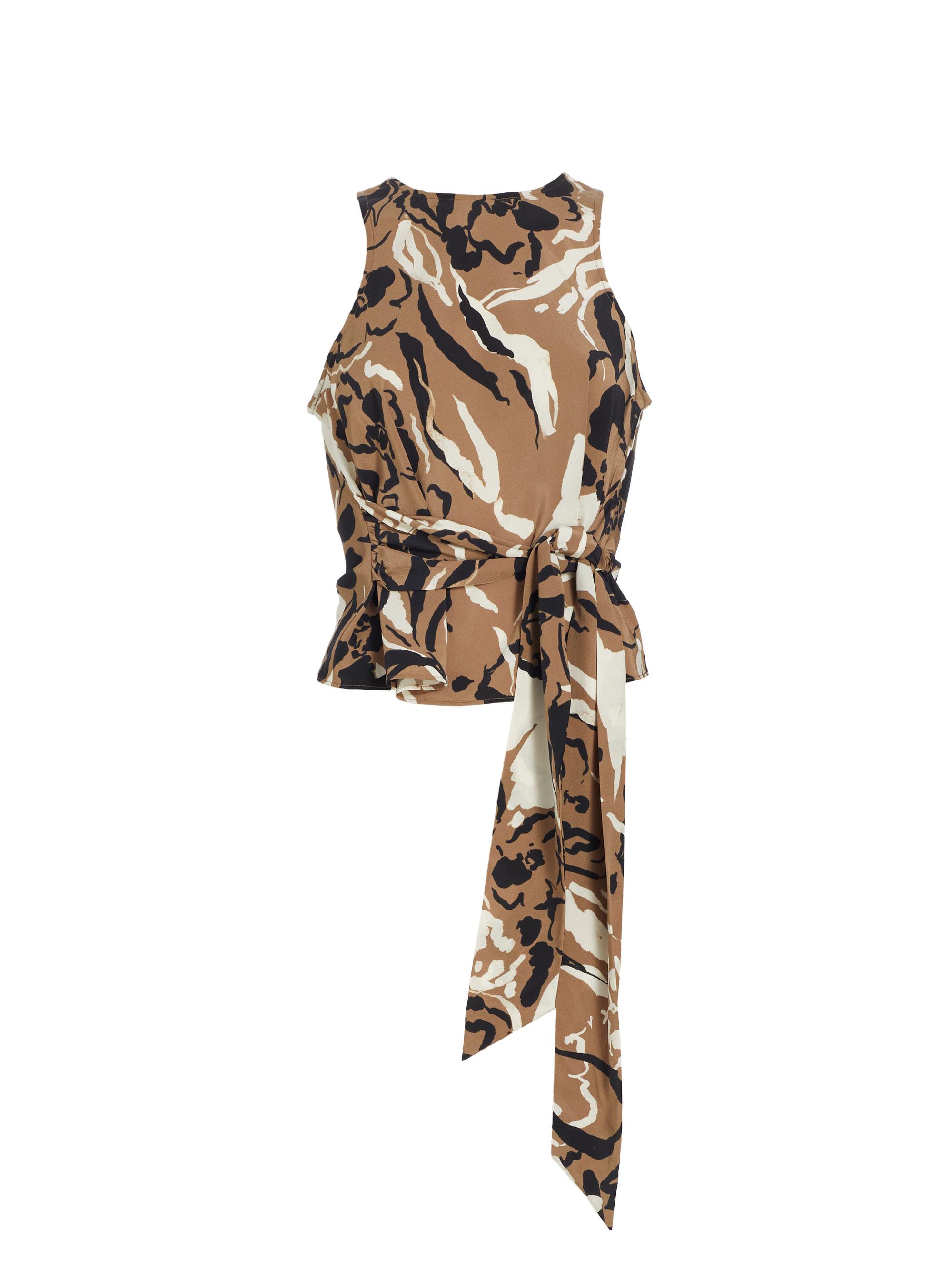 Toccin Women's Juliette Tie-Front Racer Top - Fawn Brushstroke Floral