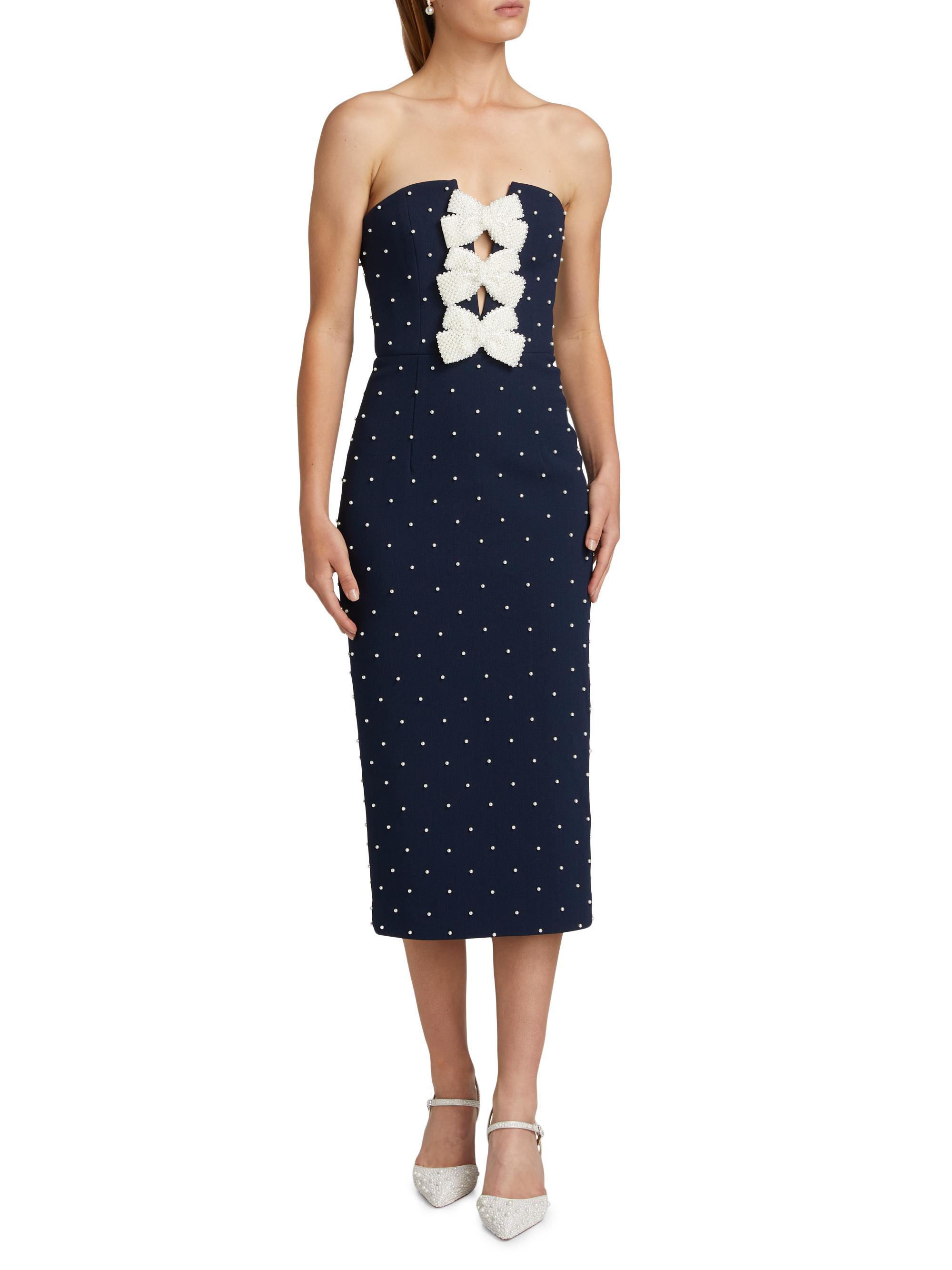 Rebecca Vallance Veronica Pearl Bow Strapless Midi-Dress | Saks Fifth Avenue