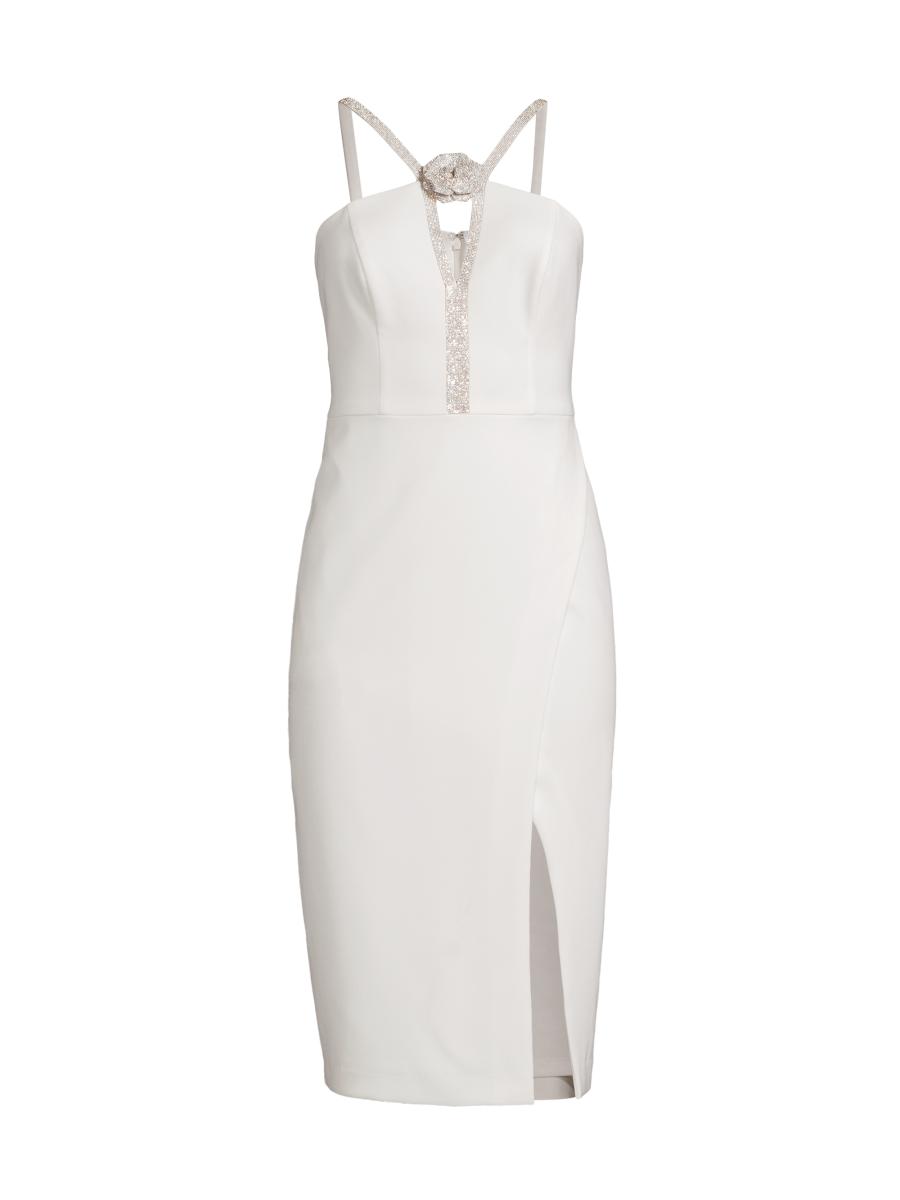 Liv Foster Embellished Twill Halterneck Midi-Dress | Saks Fifth Avenue