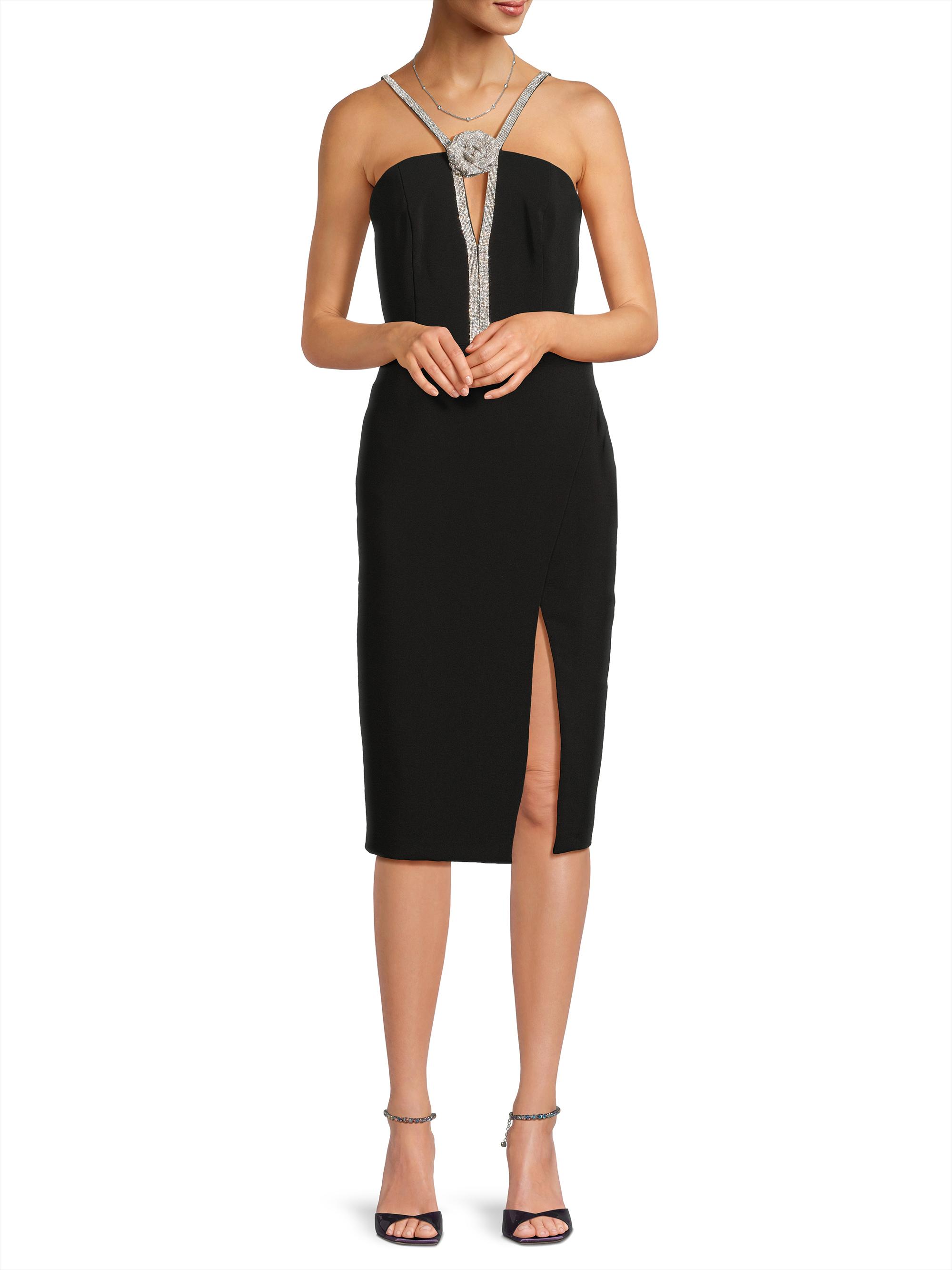 Liv Foster Embellished Twill Halterneck Midi-Dress | Saks Fifth Avenue