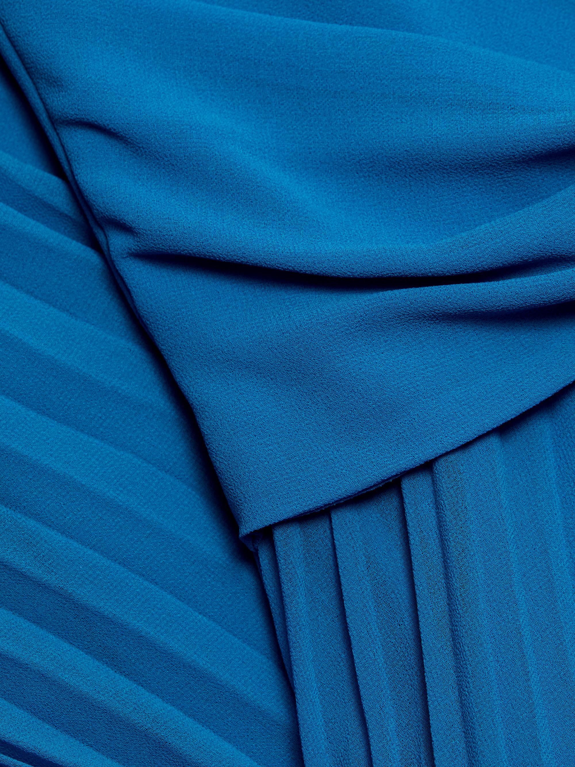 strapless open back dress Zara Blue Pleated Dress Size 12 – Follow The Clothes main image 1